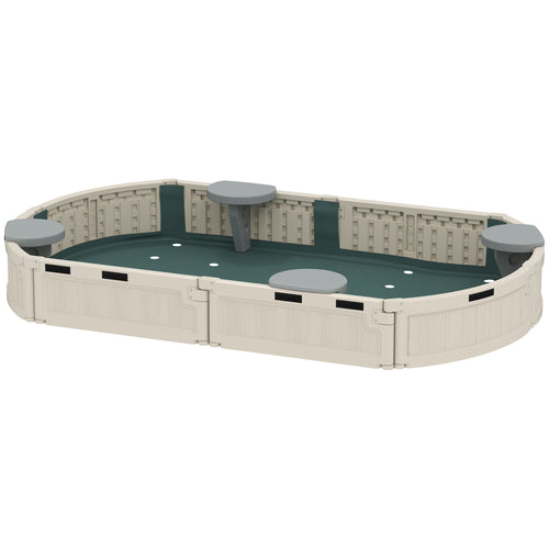 Kids Sandbox with Cover, Seat, Sandbox Outdoor for Backyard, Cream White