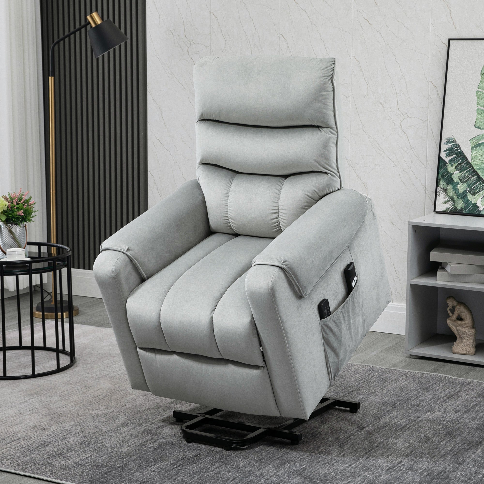 Lift Chair for Elderly, Massage Recliner Chair with 8 Vibration Points, Footrest, Remote Control, Side Pockets, Grey Electric Power Lift Chairs at Gallery Canada