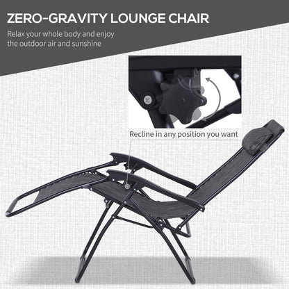 Zero Gravity Lounger Chair Set with Side Table, Patio Chaise Lounge, Cup Holders &; Adjustable Headrest, Dark Grey Lounger Chairs   at Gallery Canada