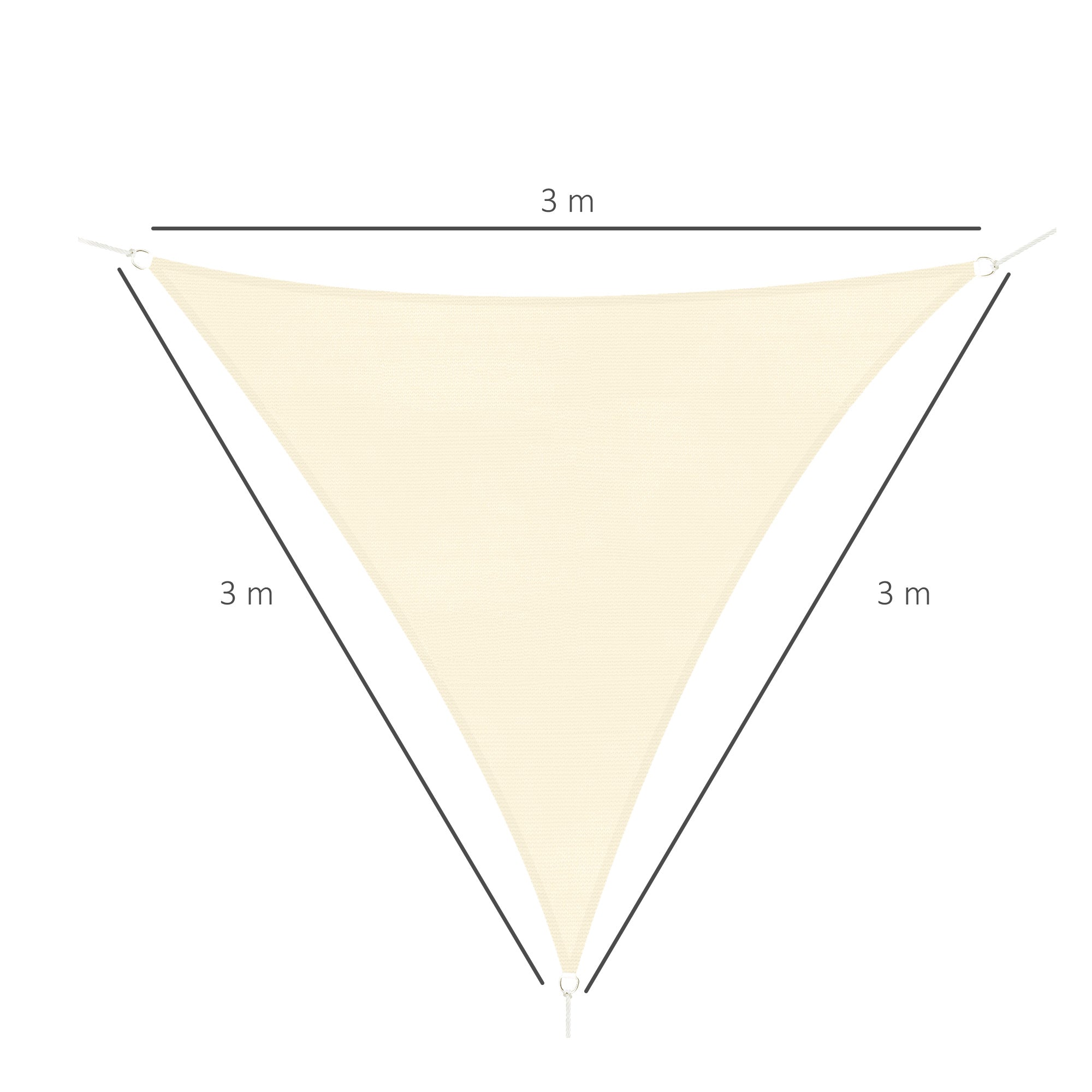 Triangle 10' x 10' x 10' Outdoor Sun Shade Sail, Garden Cover UV Block Fabric Canopy for Patio, Deck, Cream Shade Sails at Gallery Canada