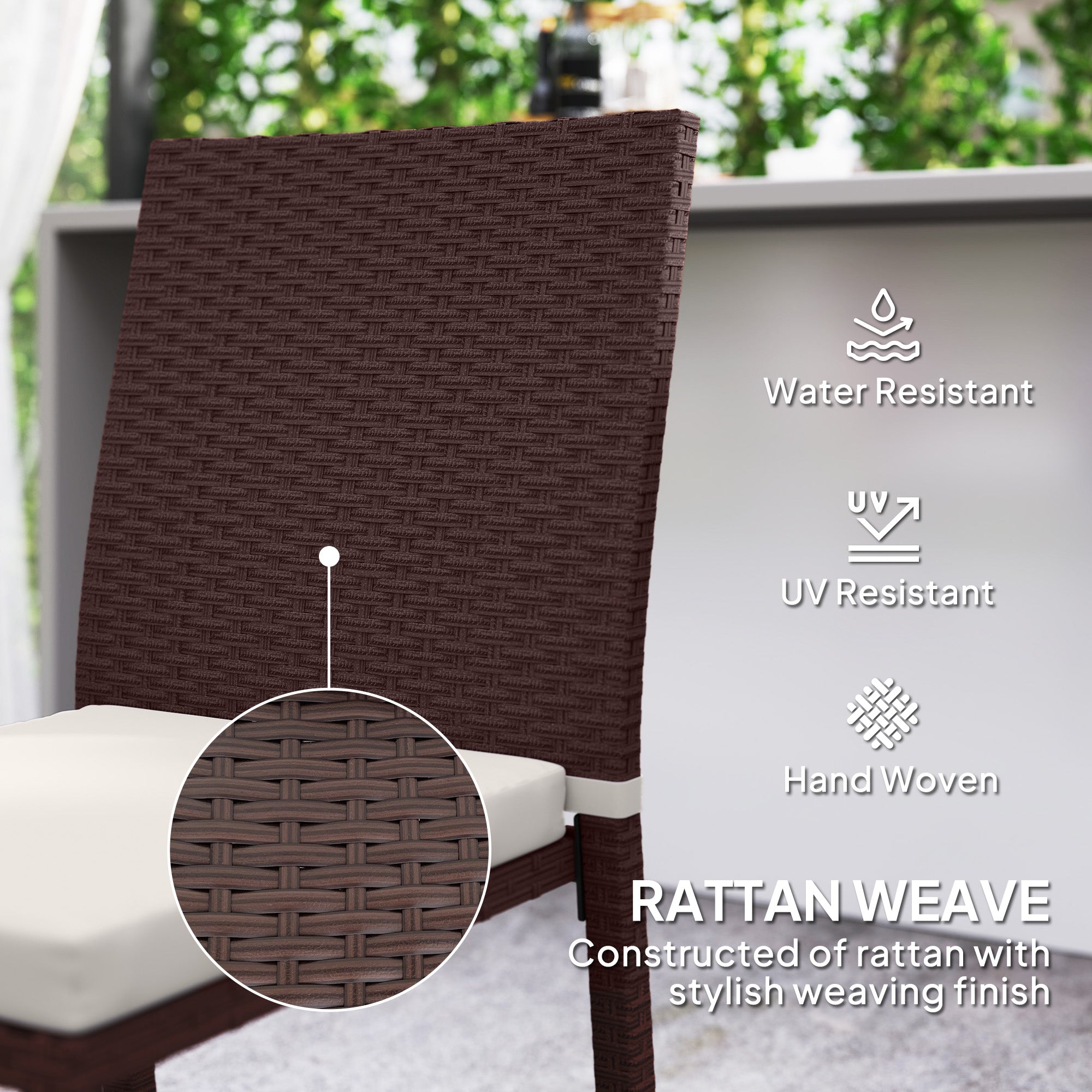Patio Dining Chairs Set of 4, All Weather Wicker Armless Outdoor Chairs with Steel Frame for Garden, Backyard, Beige Patio Chairs at Gallery Canada