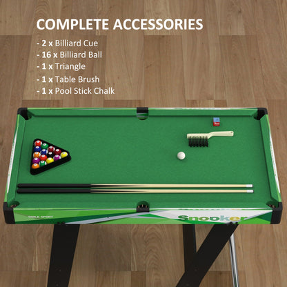 41" Mini Pool Table Set Folding Billiard Table with 2 Cues, 16 Balls, Chalk, Triangle, Brush, Green Game Tables   at Gallery Canada