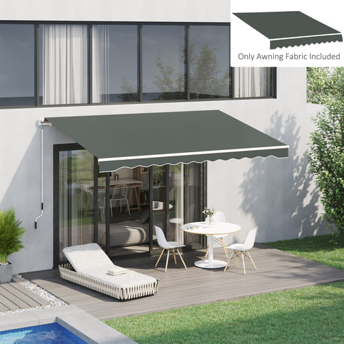 13' x 8' Retractable Awning Fabric Replacement Outdoor Sunshade Canopy Awning Cover, UV Protection, Grey