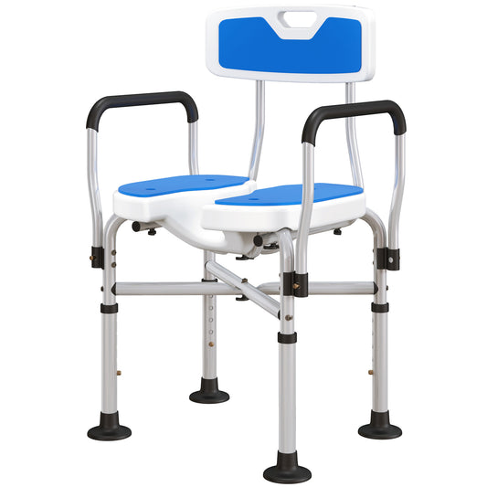 Upgraded Shower Chair Non-slip Bath Chair with U-shaped Shower Seat and Crossing Bars, Dark Blue Bath Chairs   at Gallery Canada