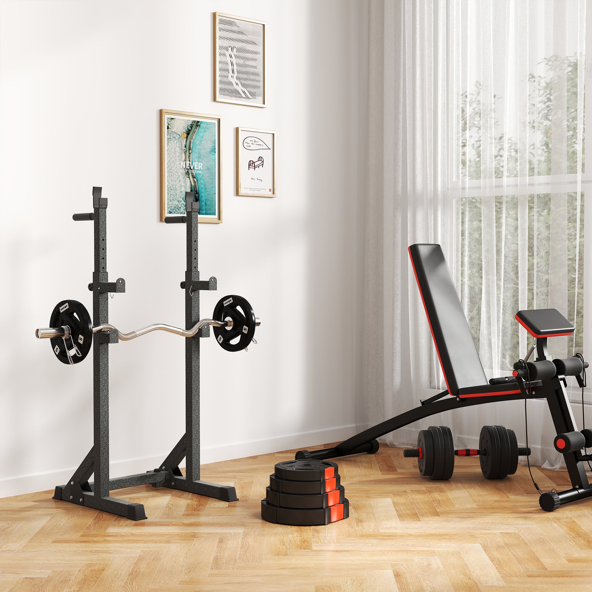 1-Inch Weight Plates, Barbell Weights Set for Weightlifting and Strength Training, 2 x 17lbs + 2 x 11lbs Dumbbells & Barbells at Gallery Canada