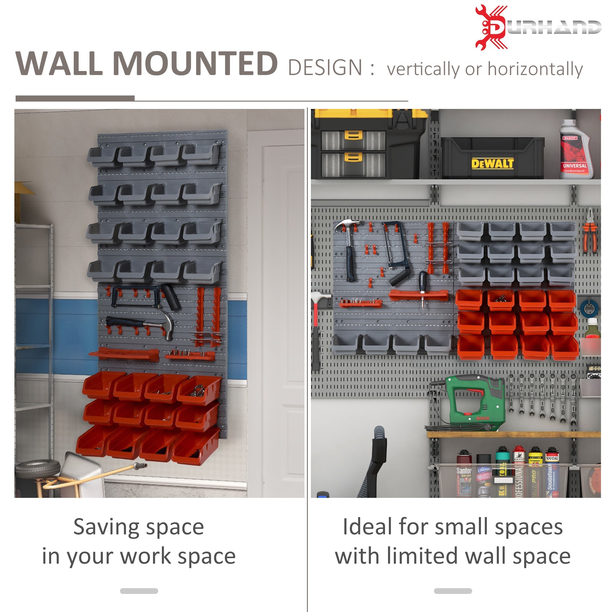 44PC Wall Mounted Storage Bins Parts Rack Kit with Storage Bins, Pegboard and Hooks, Garage Plastic Organizer, Red Tool Organizers   at Gallery Canada