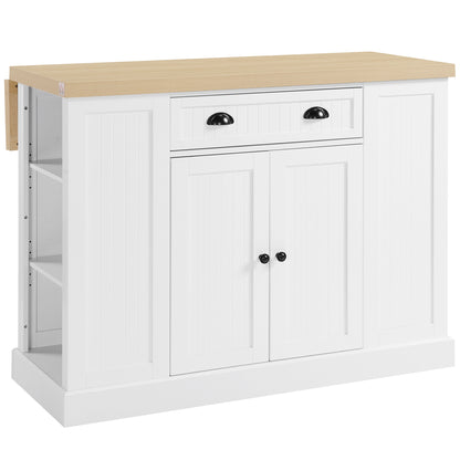 36" Fluted-Style Wooden Kitchen Island with Storage Cabinet and Drawer, Butcher Block Island for Dining Room, White Kitchen Islands & Kitchen Carts   at Gallery Canada