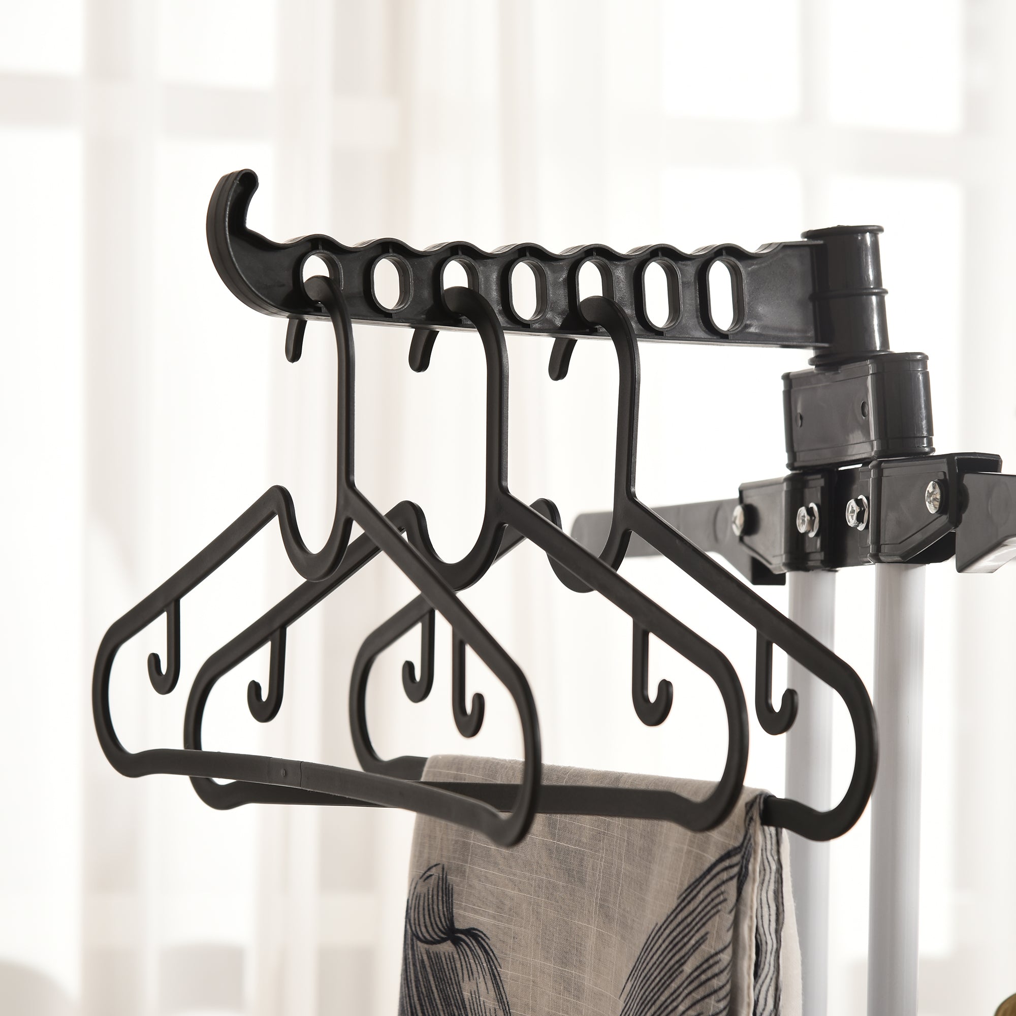 Foldable Clothes Drying Rack, 4-Tier Steel Laundry Racks for Drying Clothes with 2 Side Wings and 4 Castors, Indoor and Outdoor Use, Black Bath Accessories at Gallery Canada