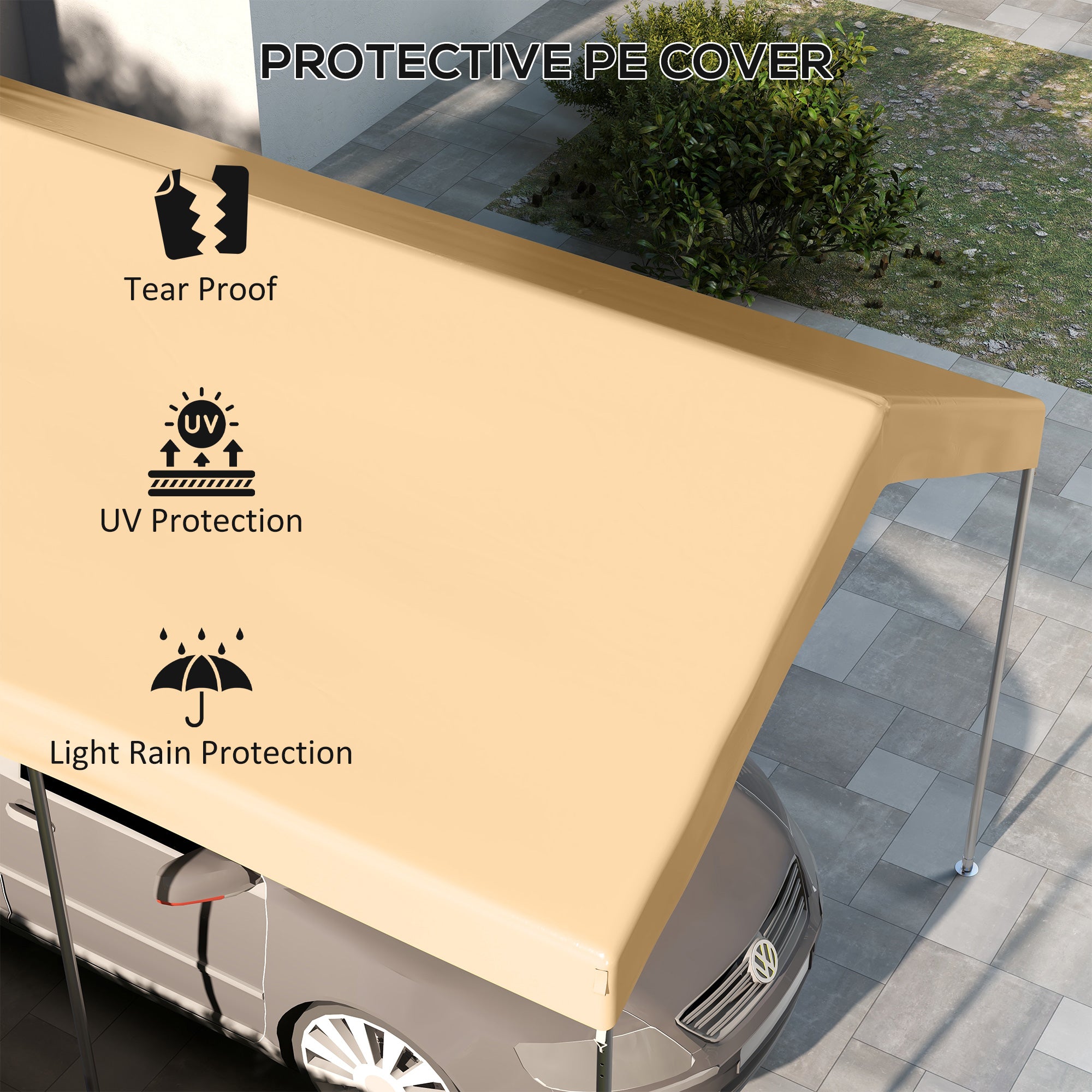 10 x 20ft Carport Replacement Canopy, UV Resistant Garage Car Cover with Ball Bungee Cords, Beige Gazebo Canopy Replacement at Gallery Canada