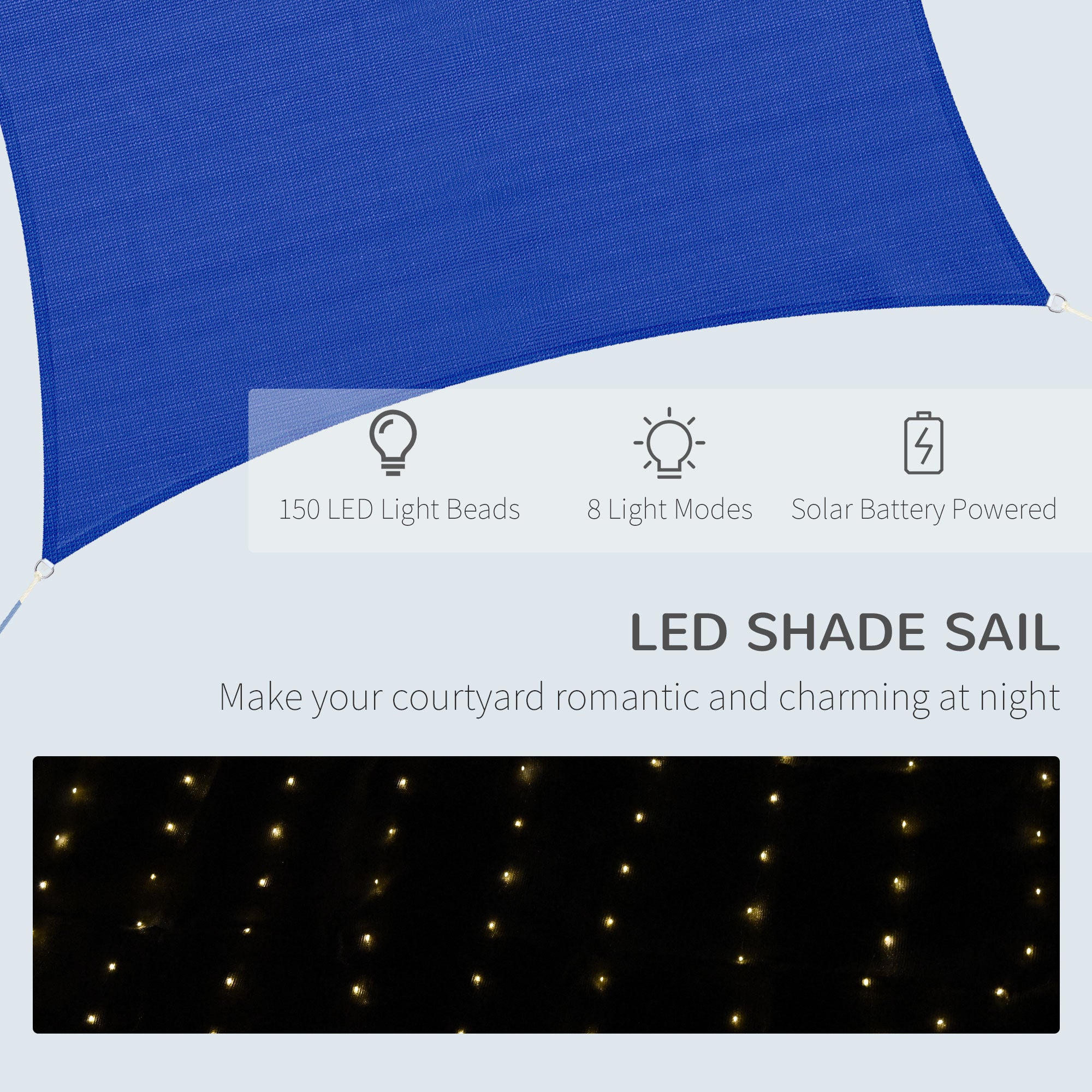 13' x 10' Sun Shade Sail with Led Lights, 90% UV Block Outdoor Shade Cloth Sunscreen Canopy for Lawn Patio Garden Yard Shade Sails at Gallery Canada