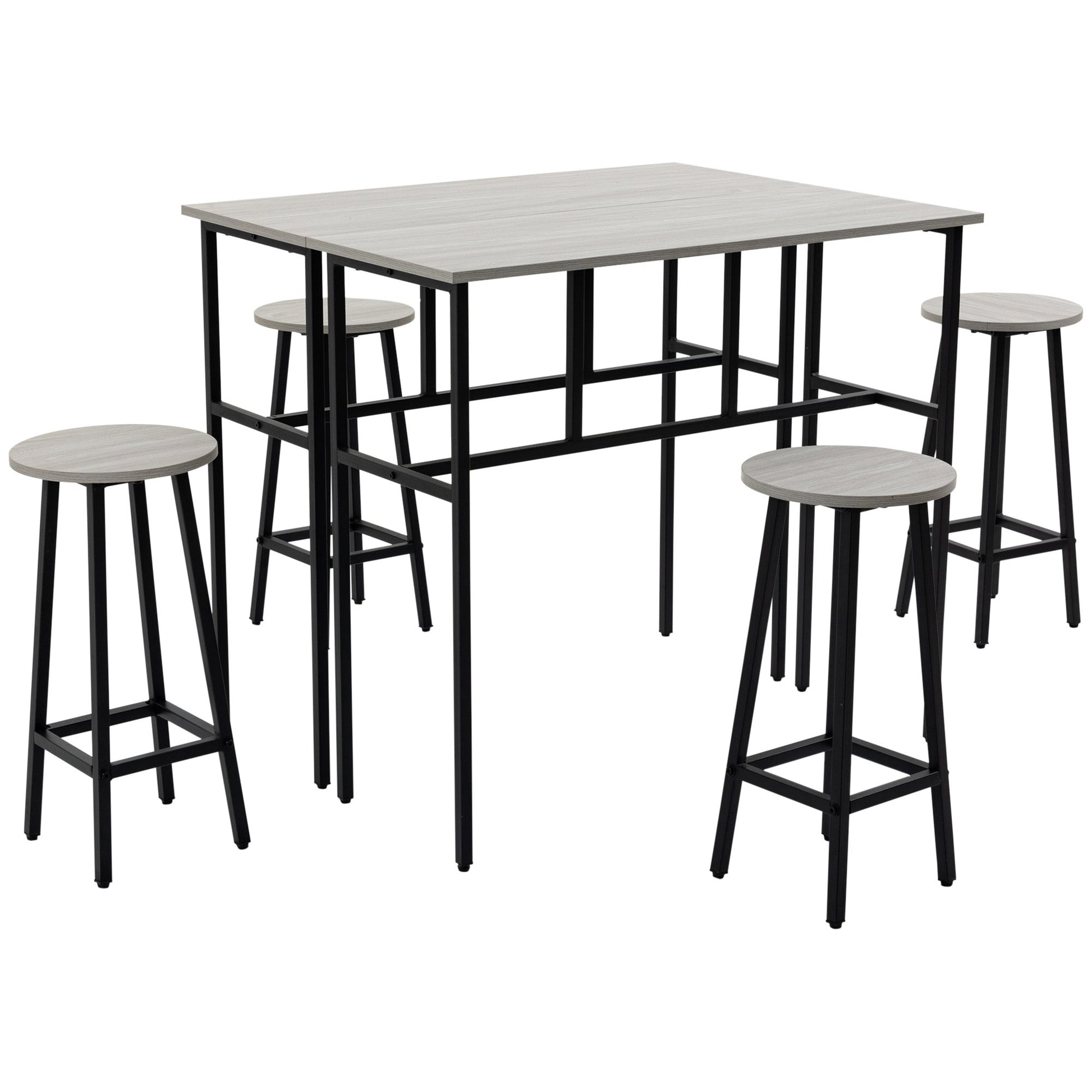 6-Piece Bar Table Set, 2 Breakfast Tables with 4 Stools, Counter Height Dining Tables &; Chairs for Kitchen, Living Room, Grey Bar Sets Grey  at Gallery Canada