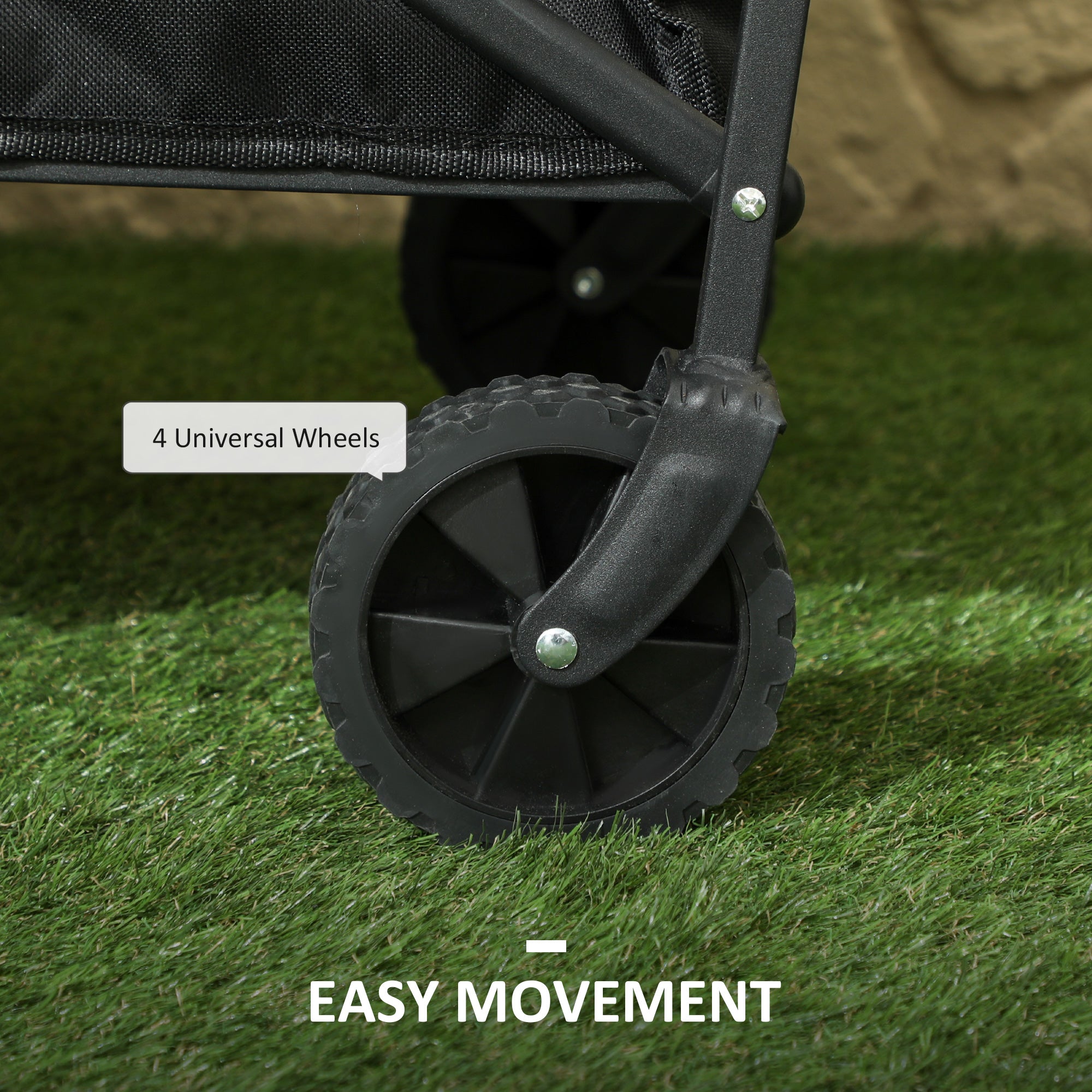 Collapsible Folding Garden Cart, Heavy Duty Lawn Wagon with Universal Wheels and Adjustable Handle, Black Folding Garden Carts at Gallery Canada