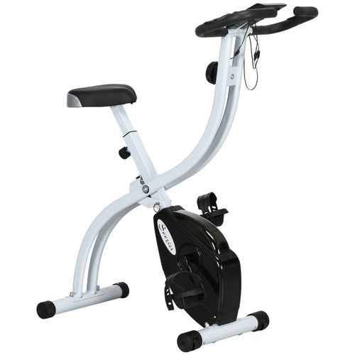 Foldable &; Quiet Exercise Bike with 8-Level Magnetic Resistance, Pulse Sensor, Wheels and LCD Monitor, Black