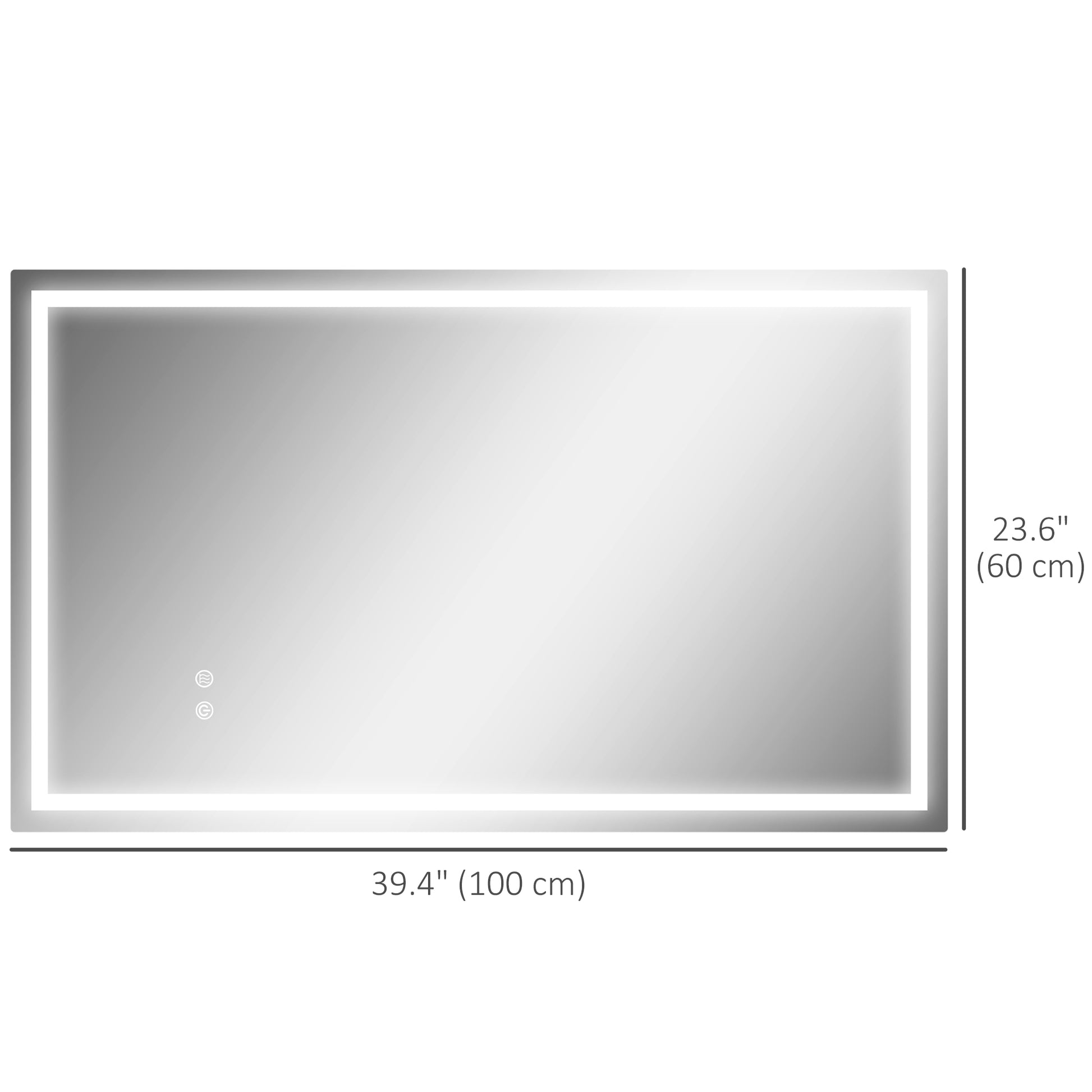 39" x 24" Bathroom Mirror with LED Lights, Wall Mounted Vanity Mirror with Anti-Fog Pad and Touch Button, Clear Wall Mirrors at Gallery Canada