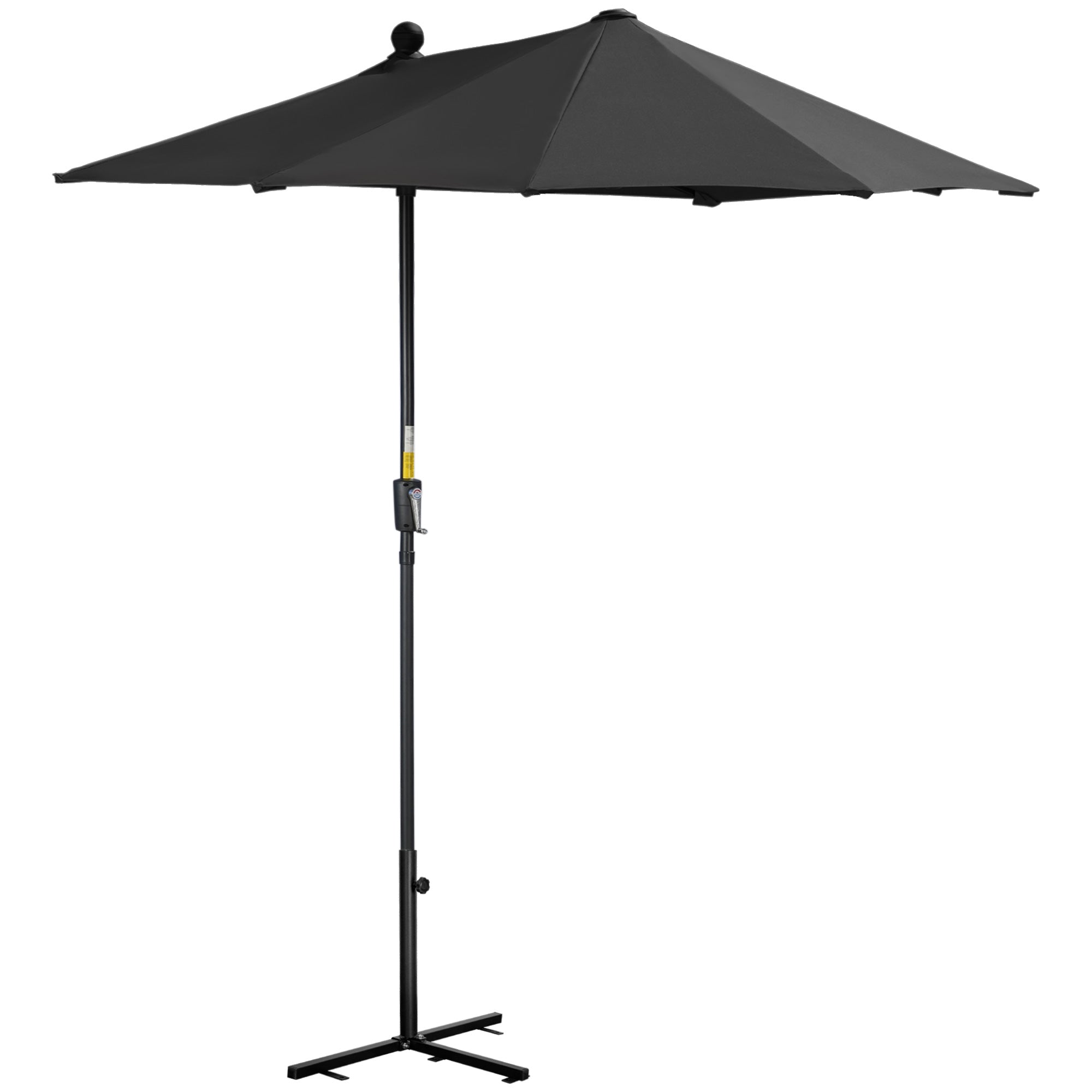 6.6 x 6ft Half Patio Umbrella Outdoor Parasol with Double-Sided Canopy, Crank Handle, Base for Garden, Balcony, Black Patio Umbrellas Black  at Gallery Canada