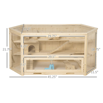 Wooden Large Hamster Cage Mouse Rats Small Animal Exercise Play House 3 Tier with Tray, Seesaws, Water Bottle Hamster Cages Natural  at Gallery Canada