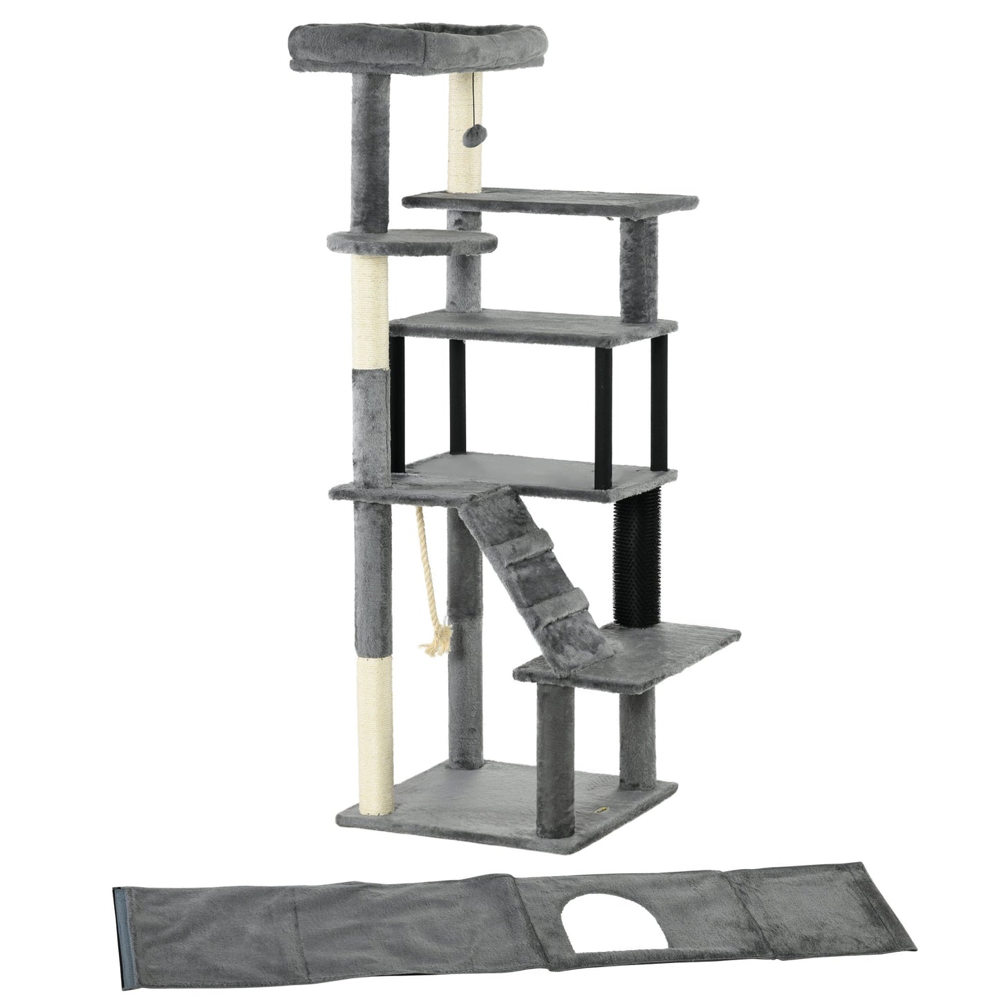 Cat Tree for Large Cats Adult, 58" Tall Cat Tree with Scratching Posts, Large Cat Tower for Indoor Cats with Bed, House, Toys, Grey Cat Towers   at Gallery Canada