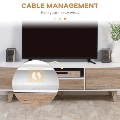 Rounded-edge TV Stand for 60'' Flat Screens with Storage and Cable Management, Multi Colour TV Stands   at Gallery Canada