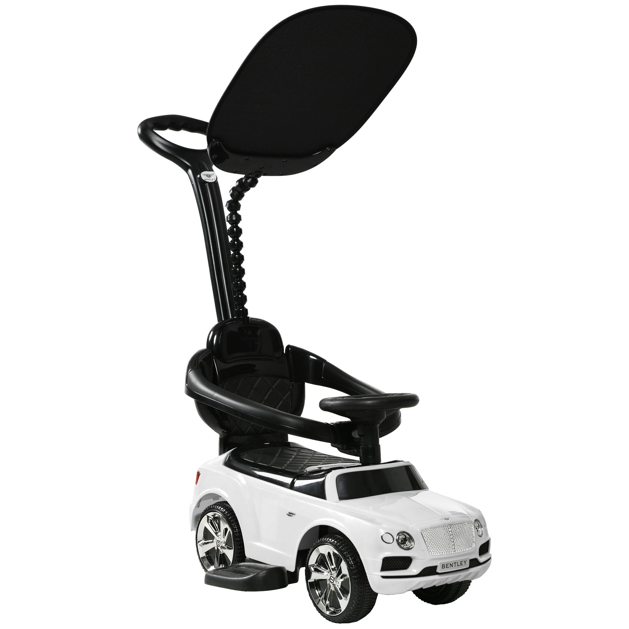 Bentley Bentayga Licensed Push Car, 3 in 1 Kids Ride on Car Foot to Floor w/ Music Horn, White Push Cars for Toddlers at Gallery Canada