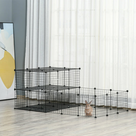 Small Animal Cage Rabbit Cage with Door, Guinea Pig Playpen, Small Animal Fence for Bunny, Chinchilla, Freret, Chinchilla, Indoor and Outdoor Use, Total 46 Panels, 68.9" x 41.3" x 27.6" - Gallery Canada