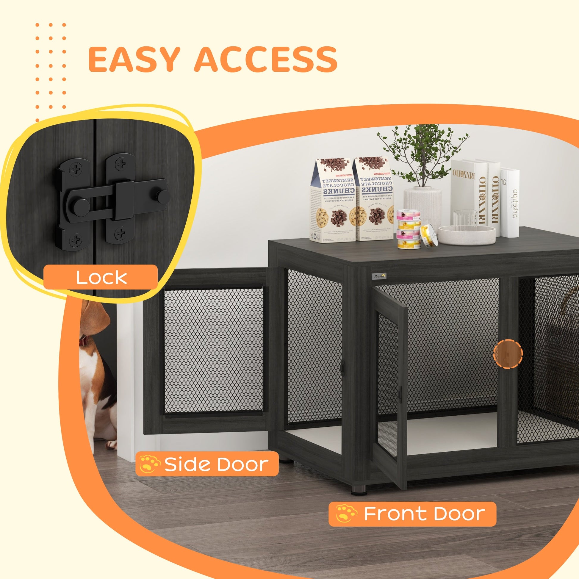 Pet Crate End Table with Water-resistant Cushion or Medium Small Dogs, Black Houses, Kennels & Pens   at Gallery Canada