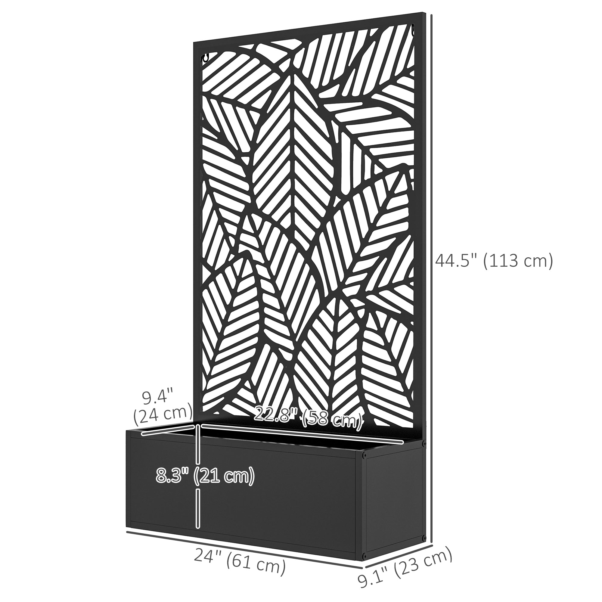 Metal Outdoor Raised Garden Bed with Privacy Screen, Privacy Panel and Planter Box, Wall-Mounted or Freestanding, Black Raised Garden Beds at Gallery Canada
