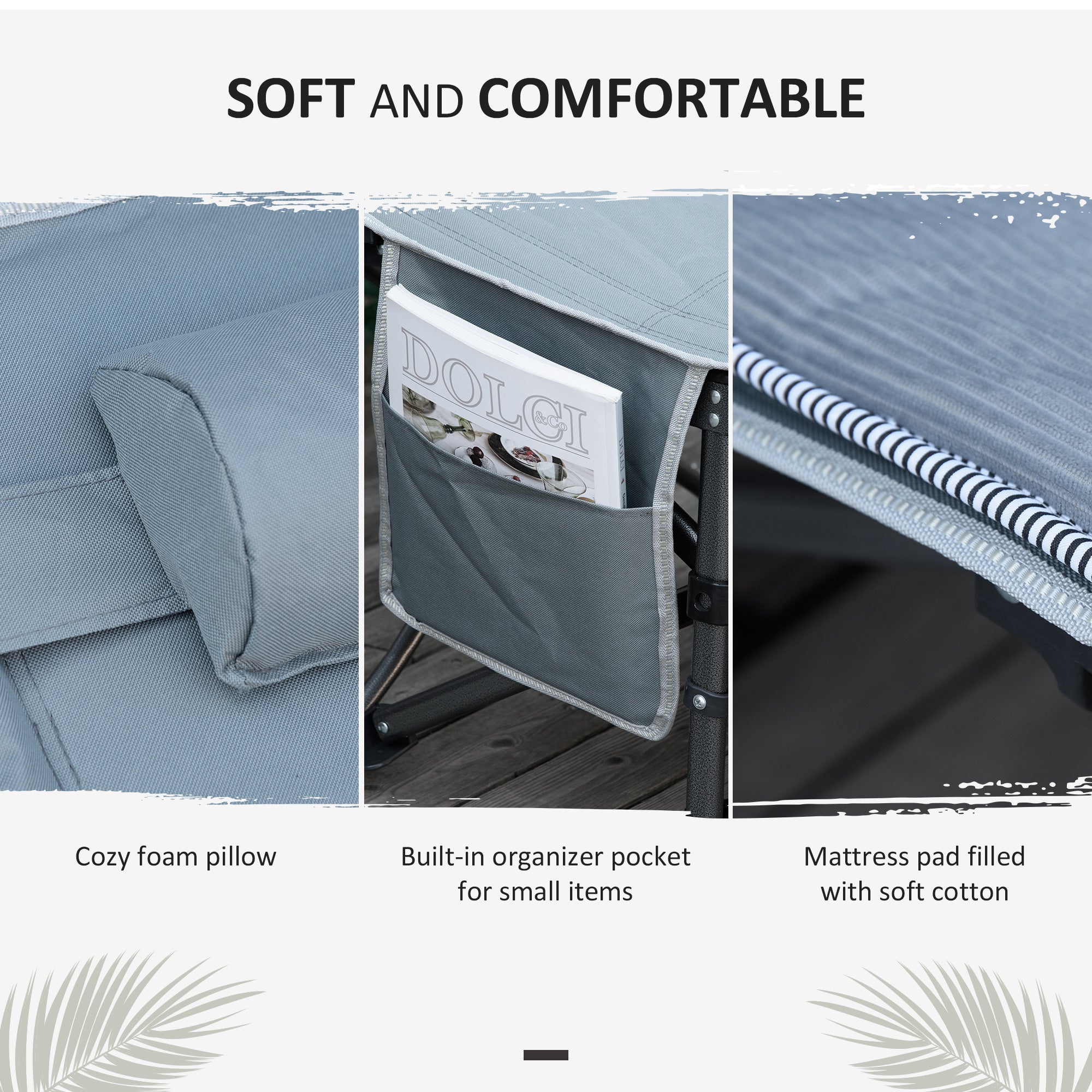 Folding Camping Cot with Mattress &; Pillow, Double Layer Oxford Heavy Duty Sleeping Cot with Carry Bag Dark Grey Camping Cots at Gallery Canada