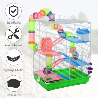 5 Tiers Hamster Cage Portable Animal Travel Carrier Habitat with Exercise Wheels Play Tube Water Bottle Dishes House Ladder for Mice Gerbils Green Hamster Cages   at Gallery Canada