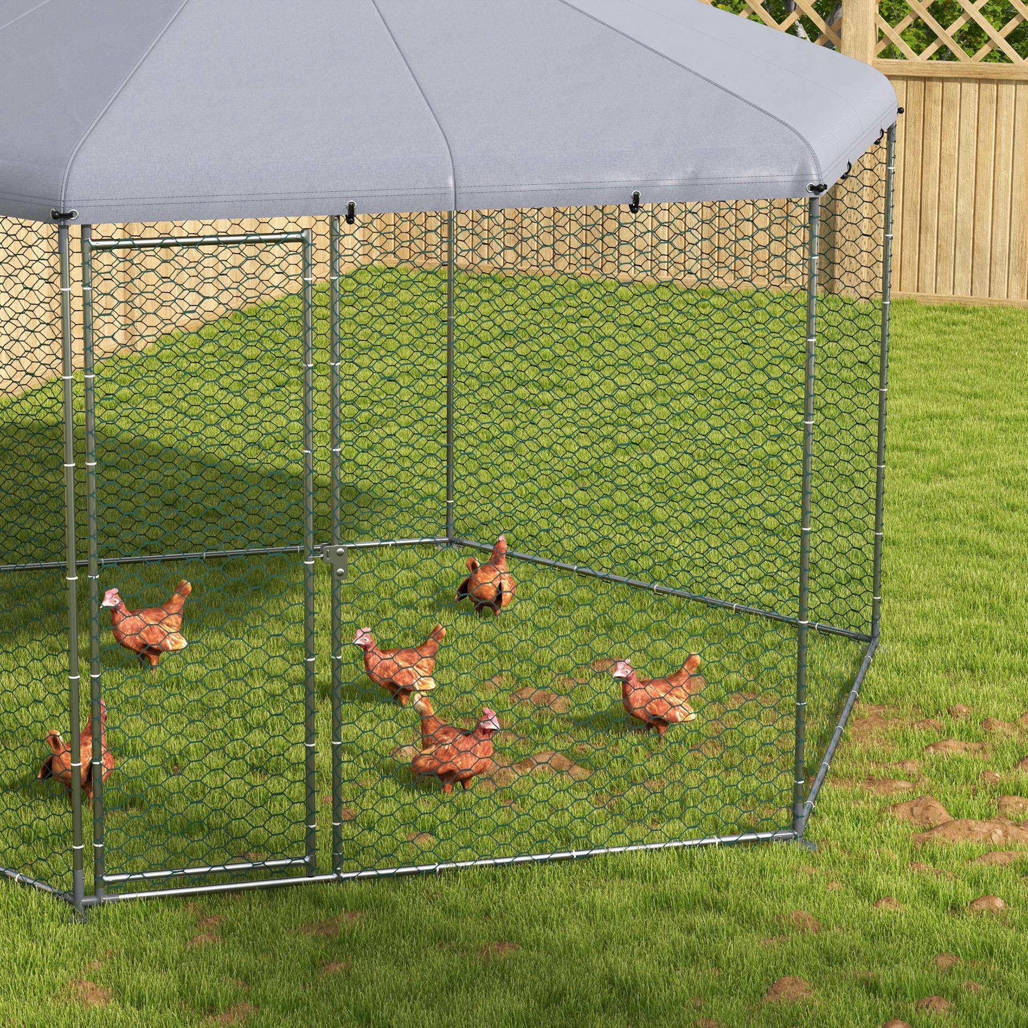 Chicken Coop with Cover for Outdoor Backyard, Chicken Run for 10-15 Chickens, Rabbits, Ducks, 13.1' x 11.4' Chicken Coops at Gallery Canada