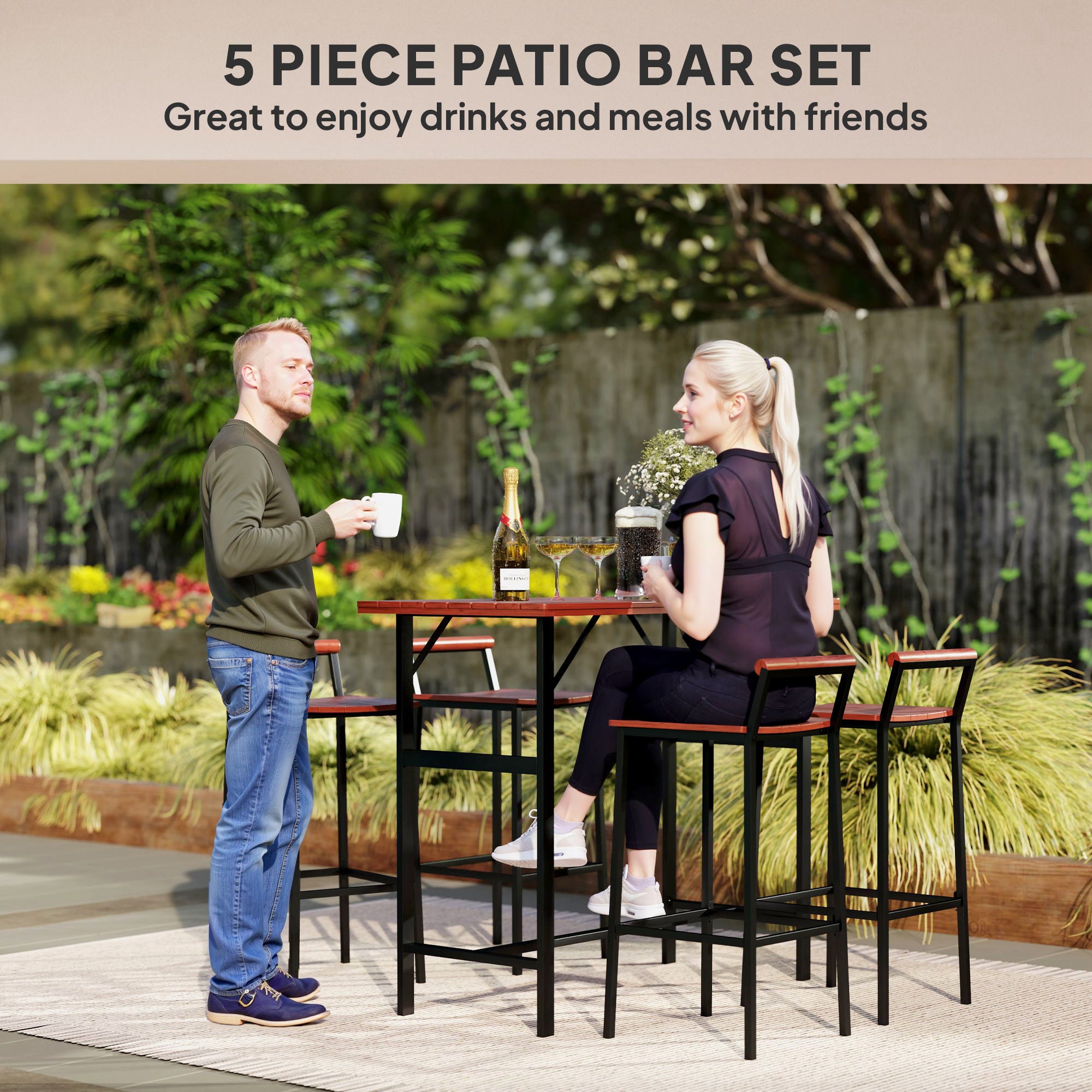 5 Piece Patio Bar Set with 47