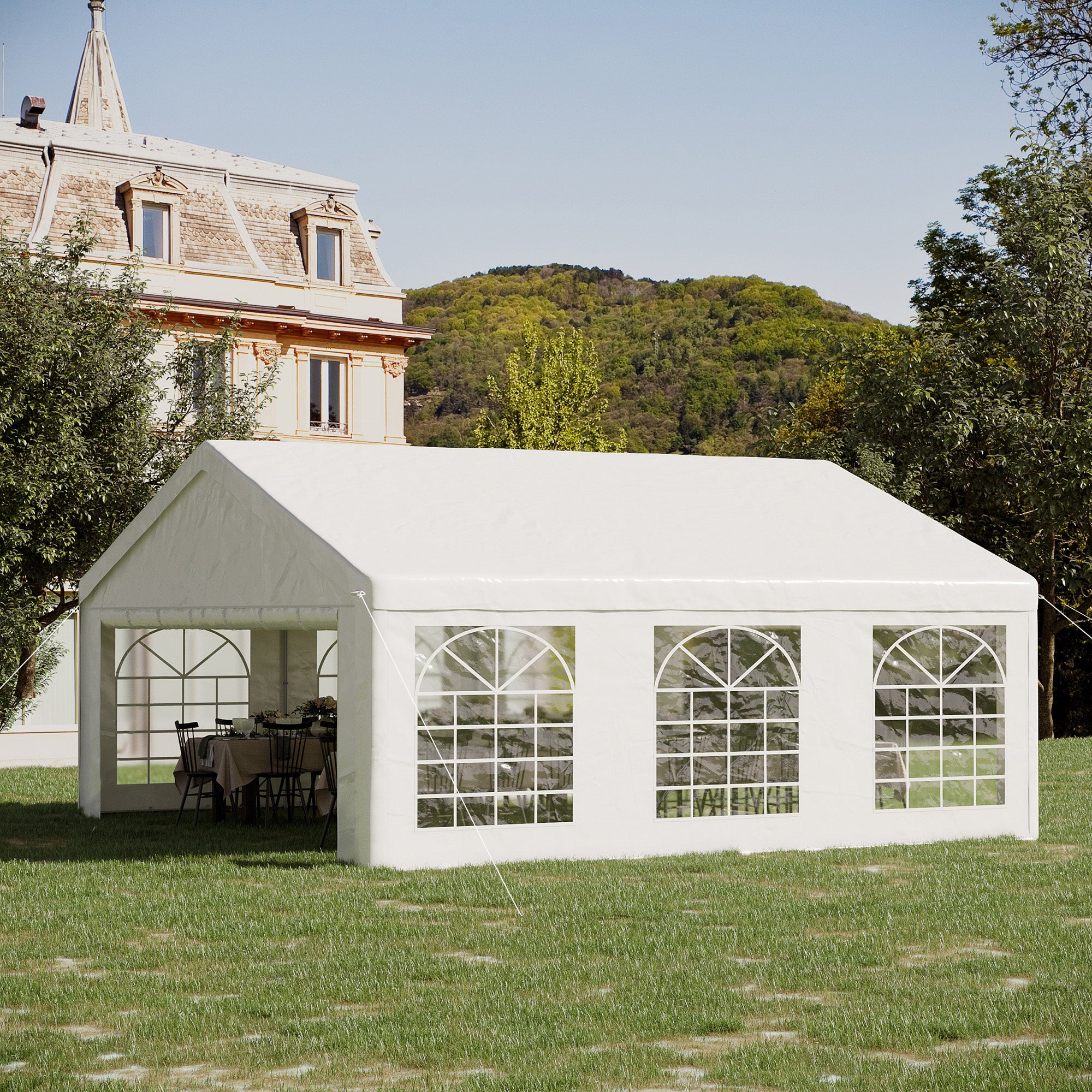 20' x 20' Heavy Duty Party Tent, Carport Garage Canopy, Patio Gazebo Canopy with Removable Sidewall, White Canopy Tents at Gallery Canada