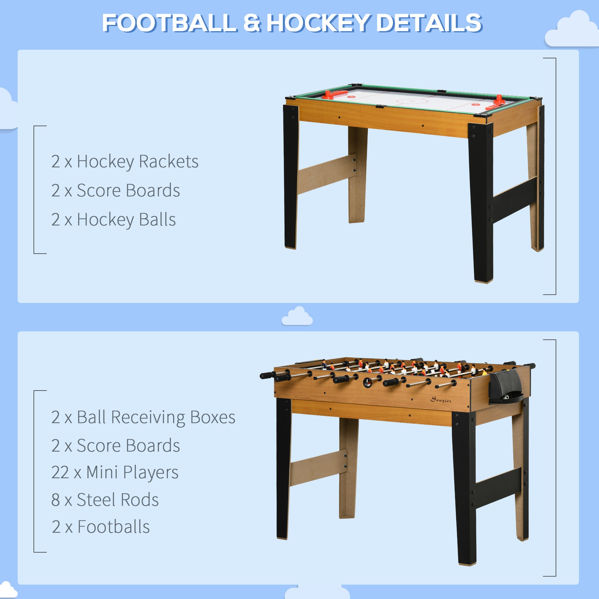 43'' 4-in-1 Multi-Gaming Table, Tabletop Billiards Hockey Table Tennis Foosball Game, Easy Set up for Whole Family Game Tables at Gallery Canada