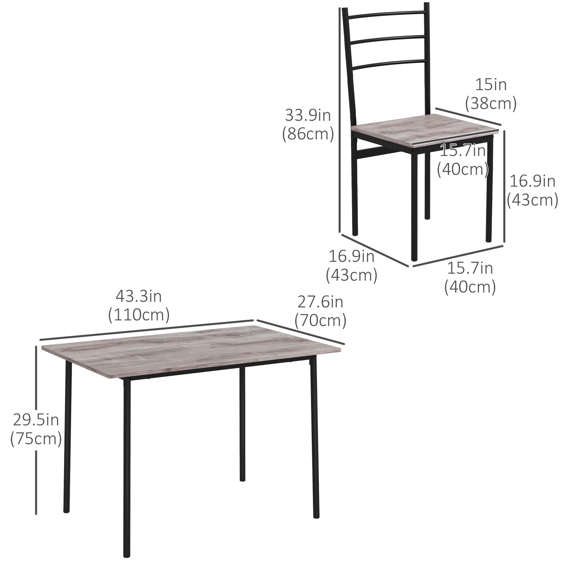 5 Piece Dining Table Set for 4, Space Saving Kitchen Table and 4 Chairs, Rectangle, Steel Frame for Dining Room Bar Sets   at Gallery Canada