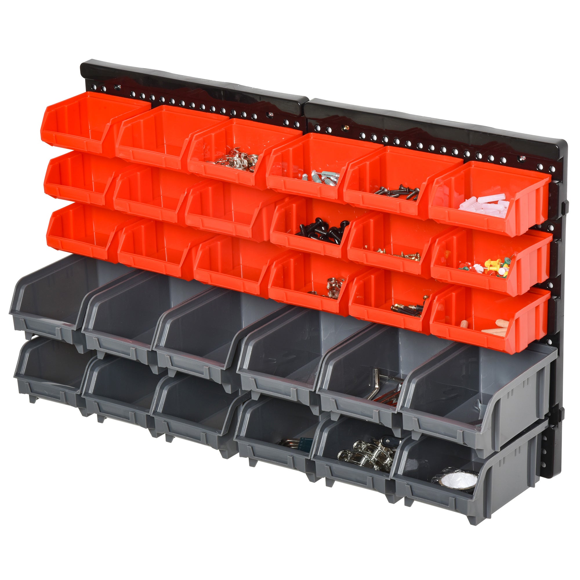 Wall Mounted Storage Bin Rack Tool Organizer with 30 Bins, Pegboard for Garage Workshops Red Tool Organizers at Gallery Canada