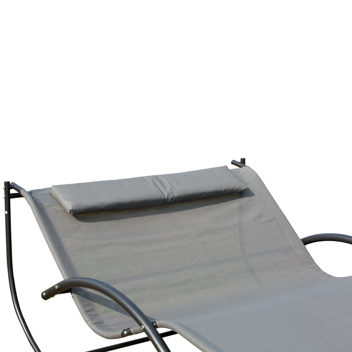 Double Chaise Lounger Garden Rocker Sun Bed Outdoor Hammock Chair Texteline with Pillow Grey Lounger Chairs   at Gallery Canada