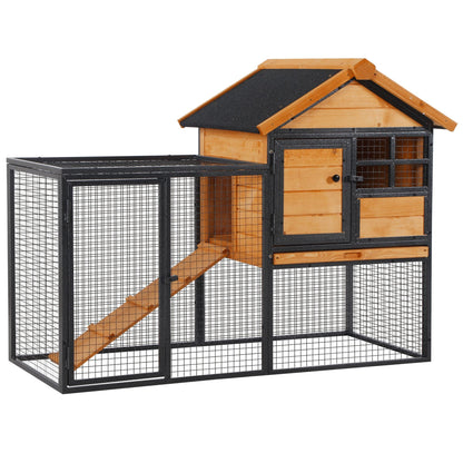 Elevated Wood-Metal Rabbit Hutch with Slide-out Tray & Lockable Door, Yellow Rabbit Hutch Multi Colour  at Gallery Canada