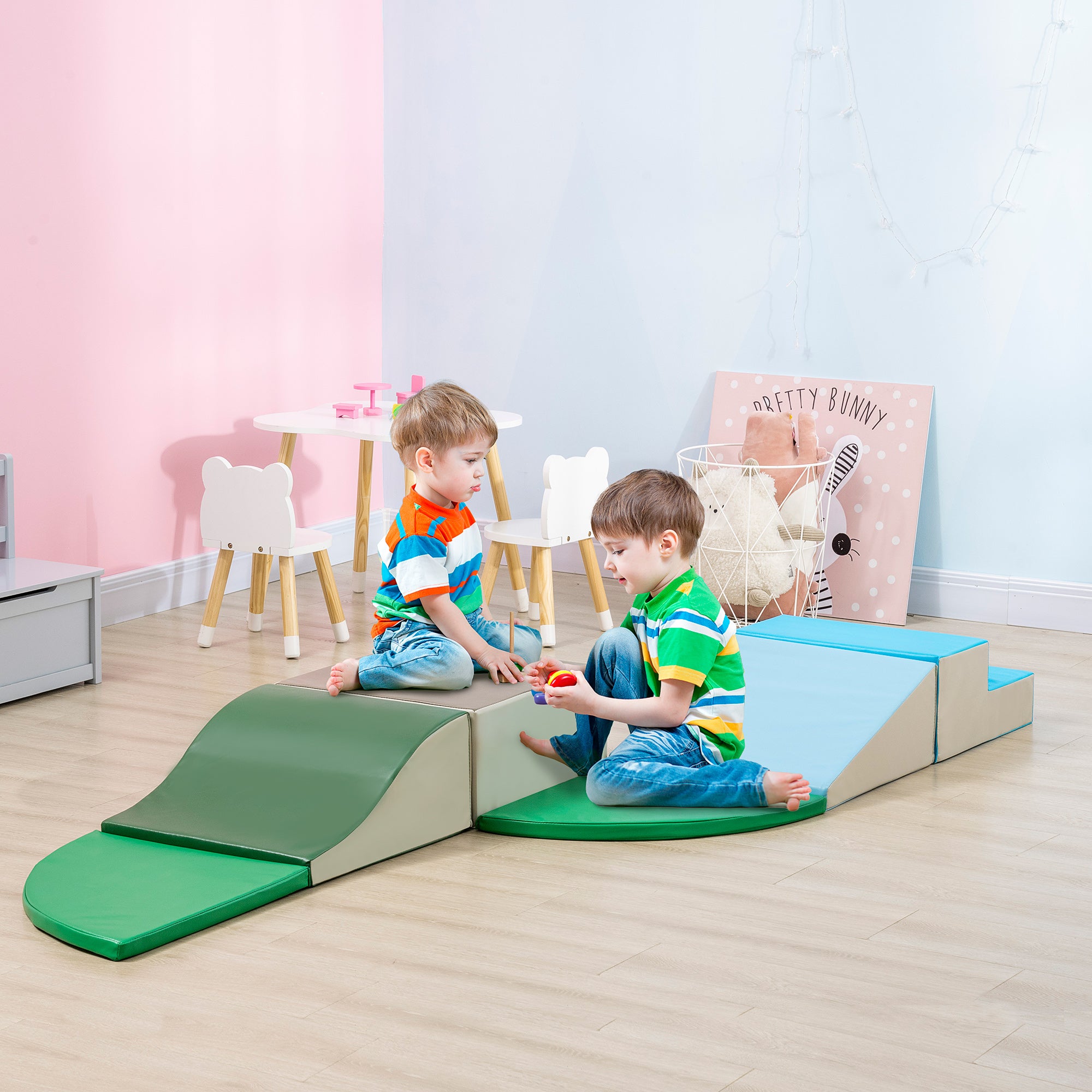 6-Piece Soft Play for 12-36 Months Toddlers to Climb, Crawl, Slide, Blue, Green Toy Playsets Multi Colour at Gallery Canada