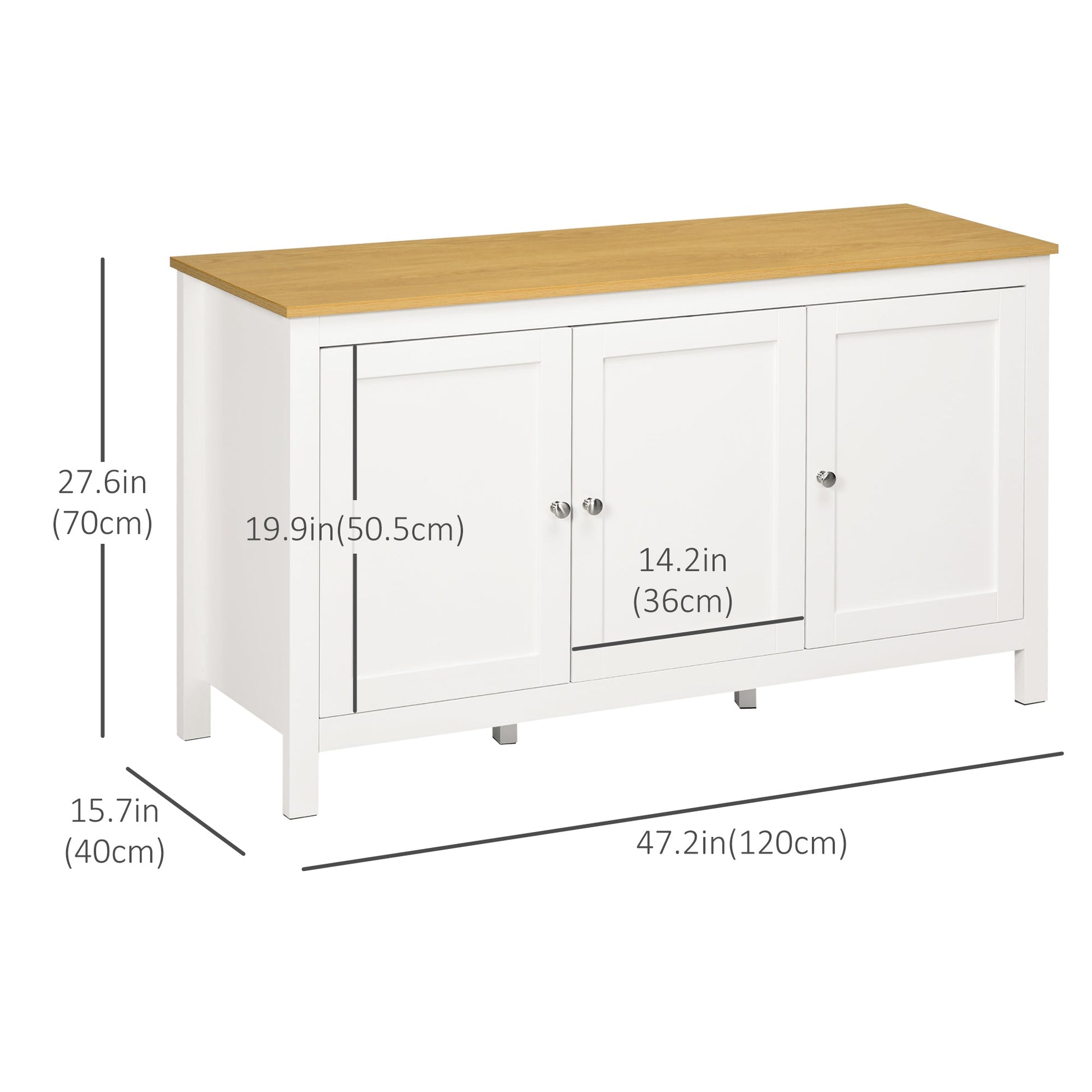 Sideboard, Buffet Cabinet with Doors and Adjustable Shelves for Living Room, Entryway, White and Natural Bar Cabinets   at Gallery Canada