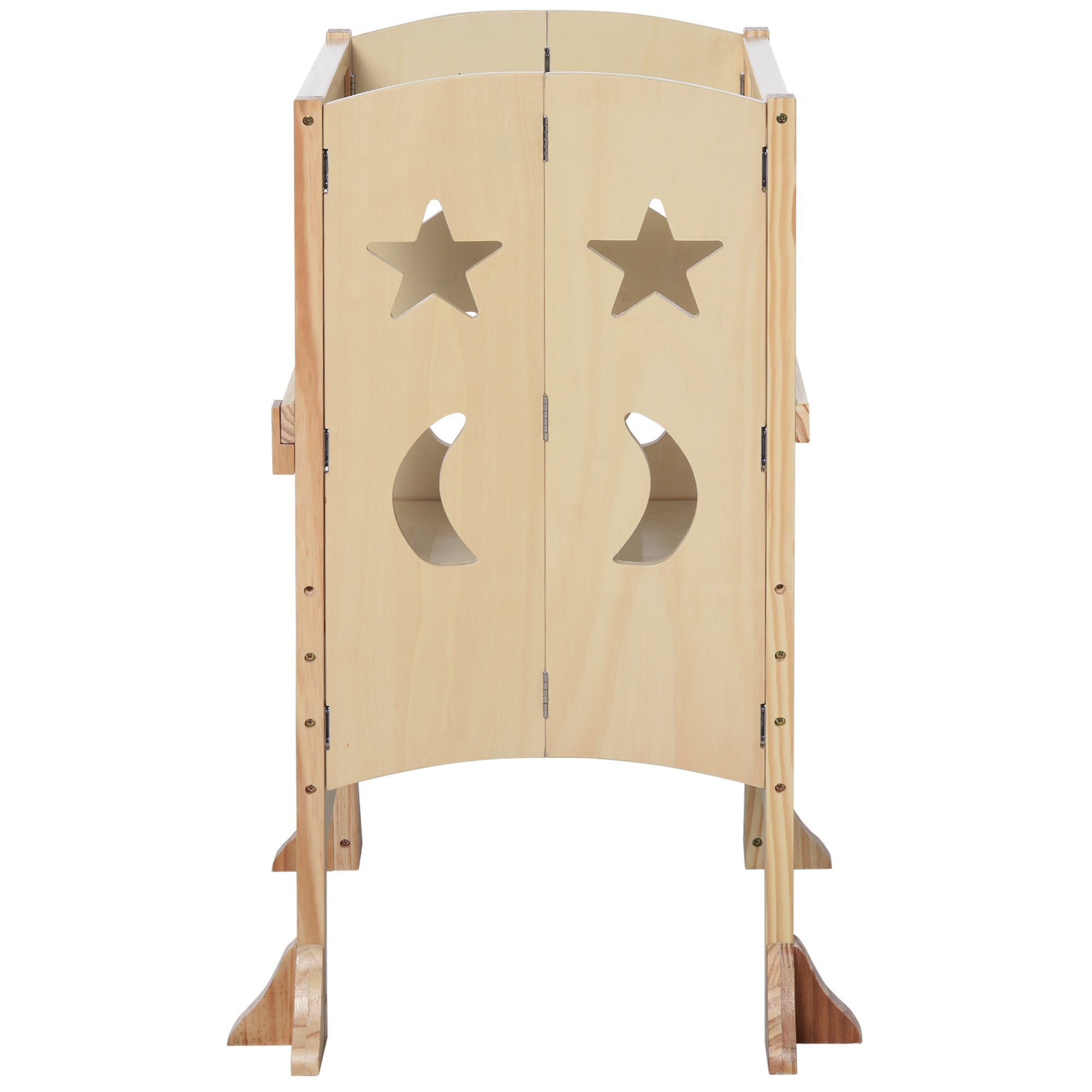 Folding Toddler Tower, Kitchen Helper Step Stool with Support Handles, Safety Rail and Non-Slip Strips, for Kids Washroom Dining Room Learning, Natural Toddler & Kids Step Stools at Gallery Canada
