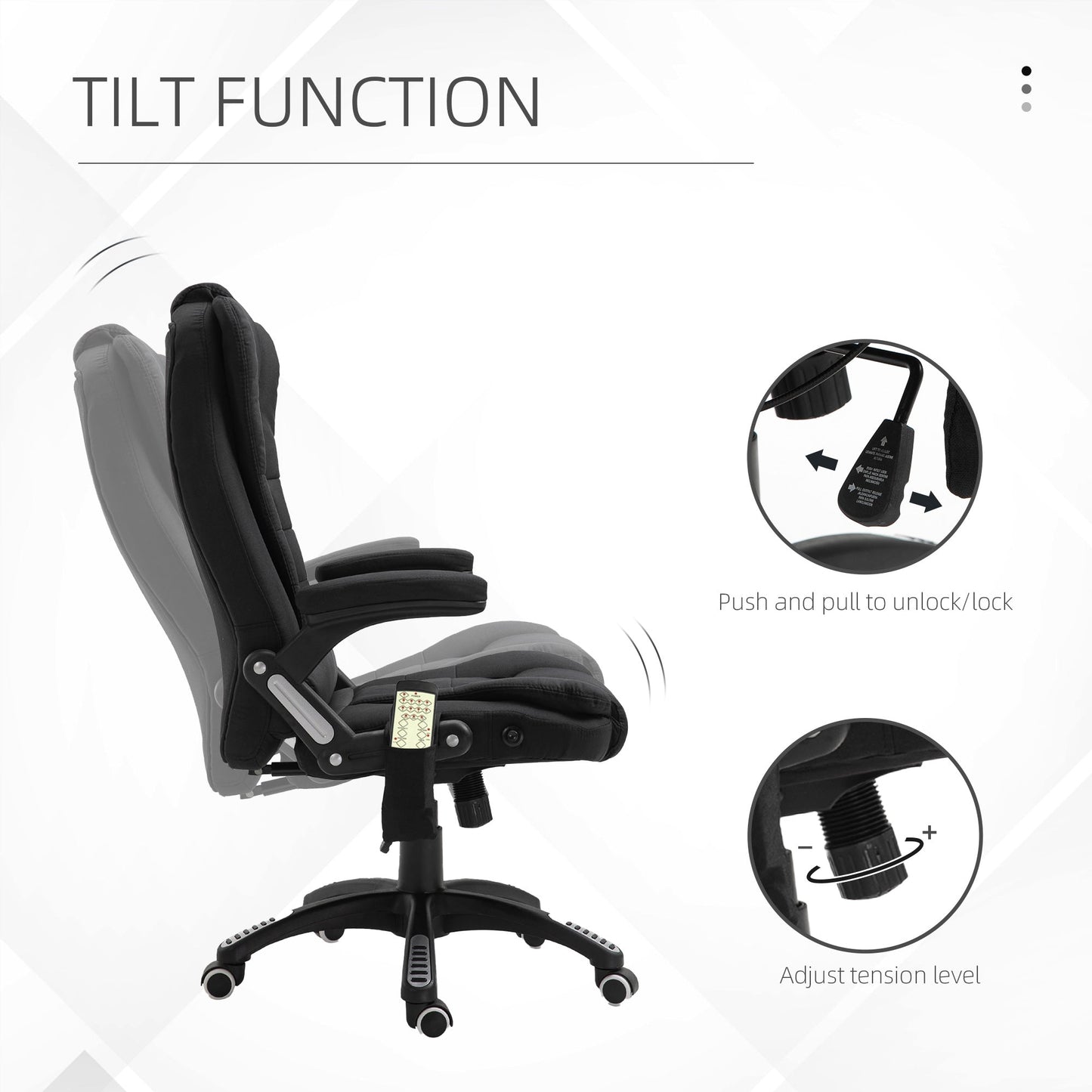 6 Point Vibrating Massage Office Chair High Back Executive Chair with Reclining Back, Swivel Wheels, Black Massage Chairs   at Gallery Canada