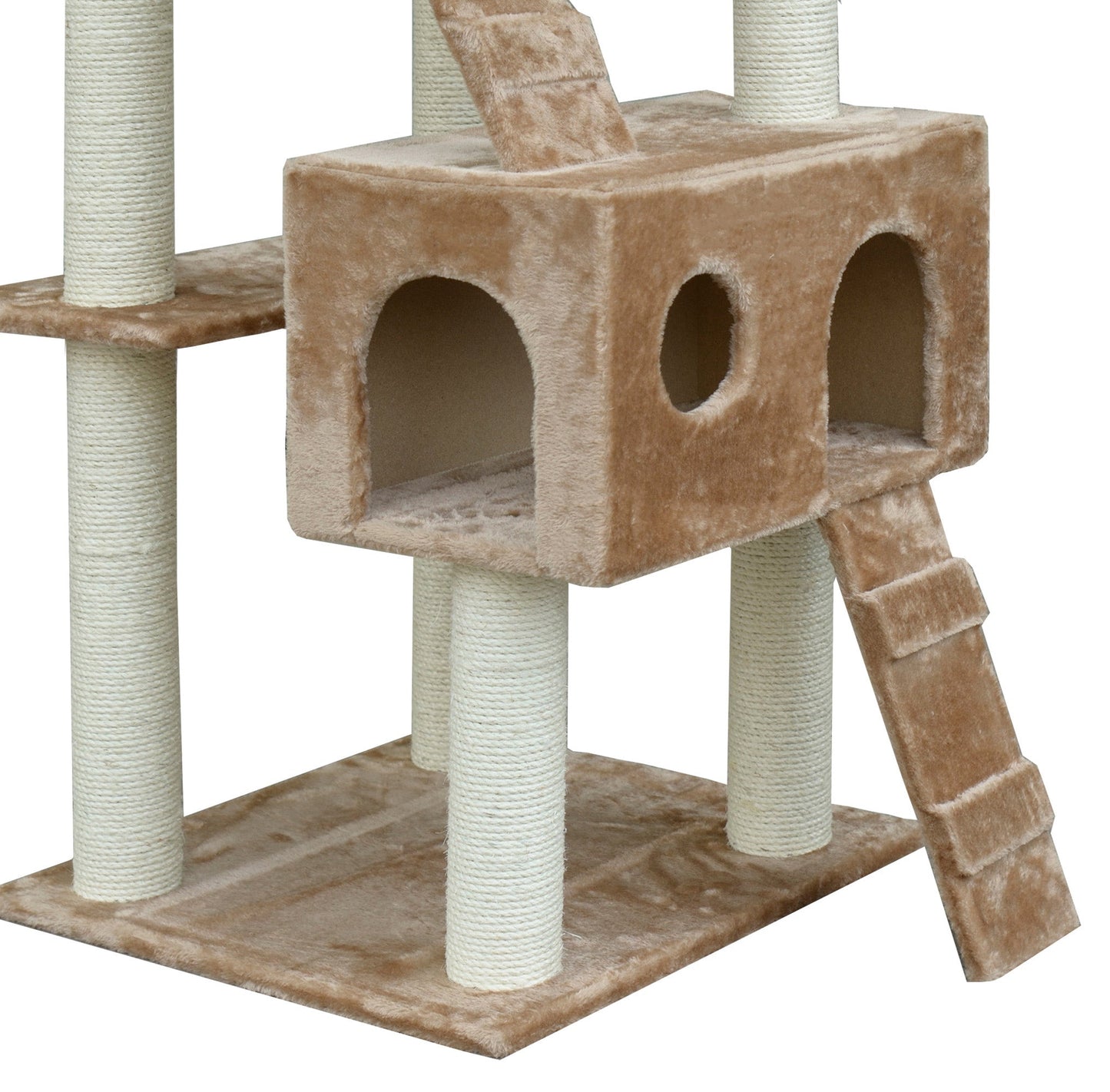 71-Inch Cat Tree Furniture Pet Tower House with Scratch Post and Condo, Beige Cat Towers   at Gallery Canada