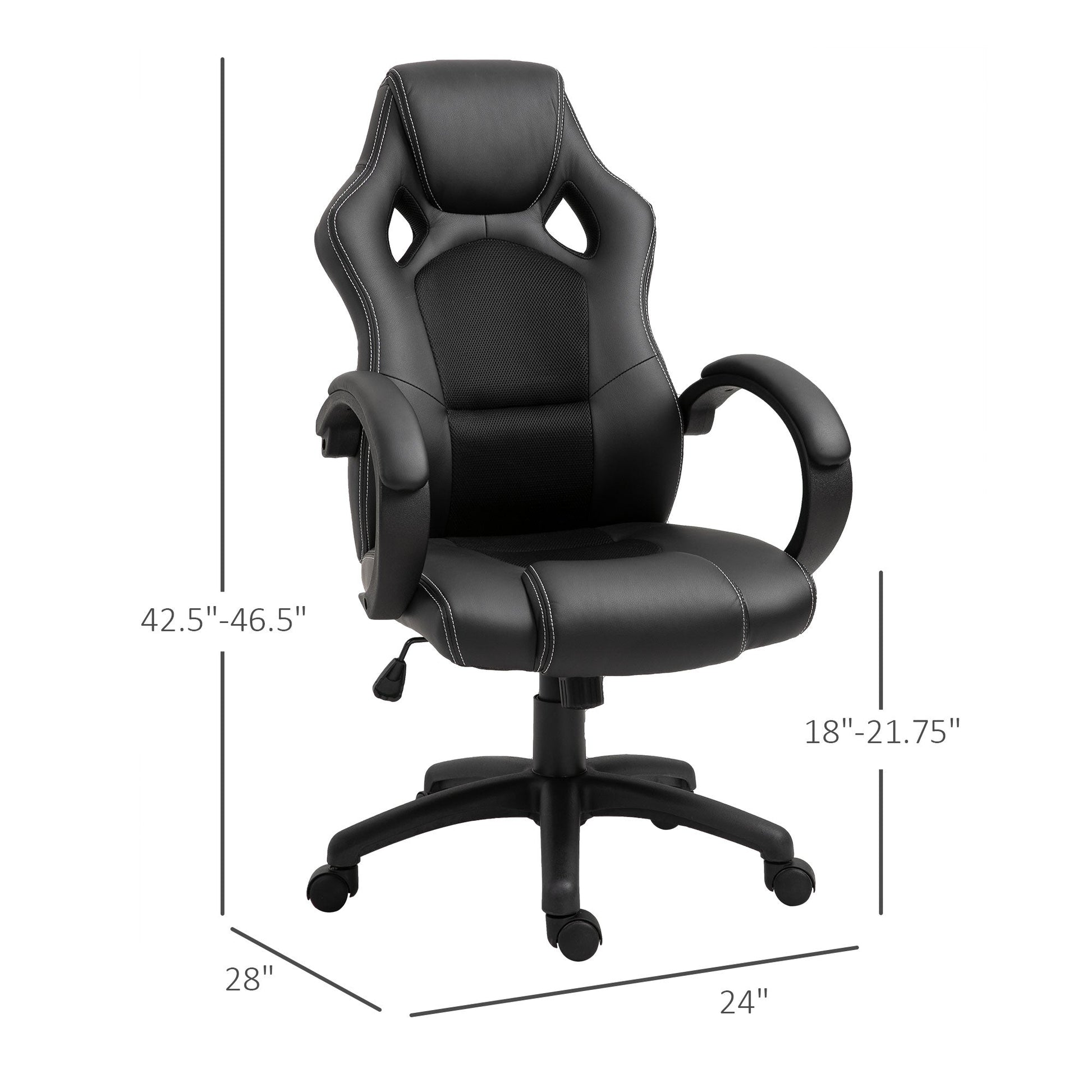 Racing Gaming Chair High Back Office Chair Computer Desk Gamer Chair with Swivel Wheels, Padded Headrest, Tilt Function, Black Executive & Manager Chairs   at Gallery Canada