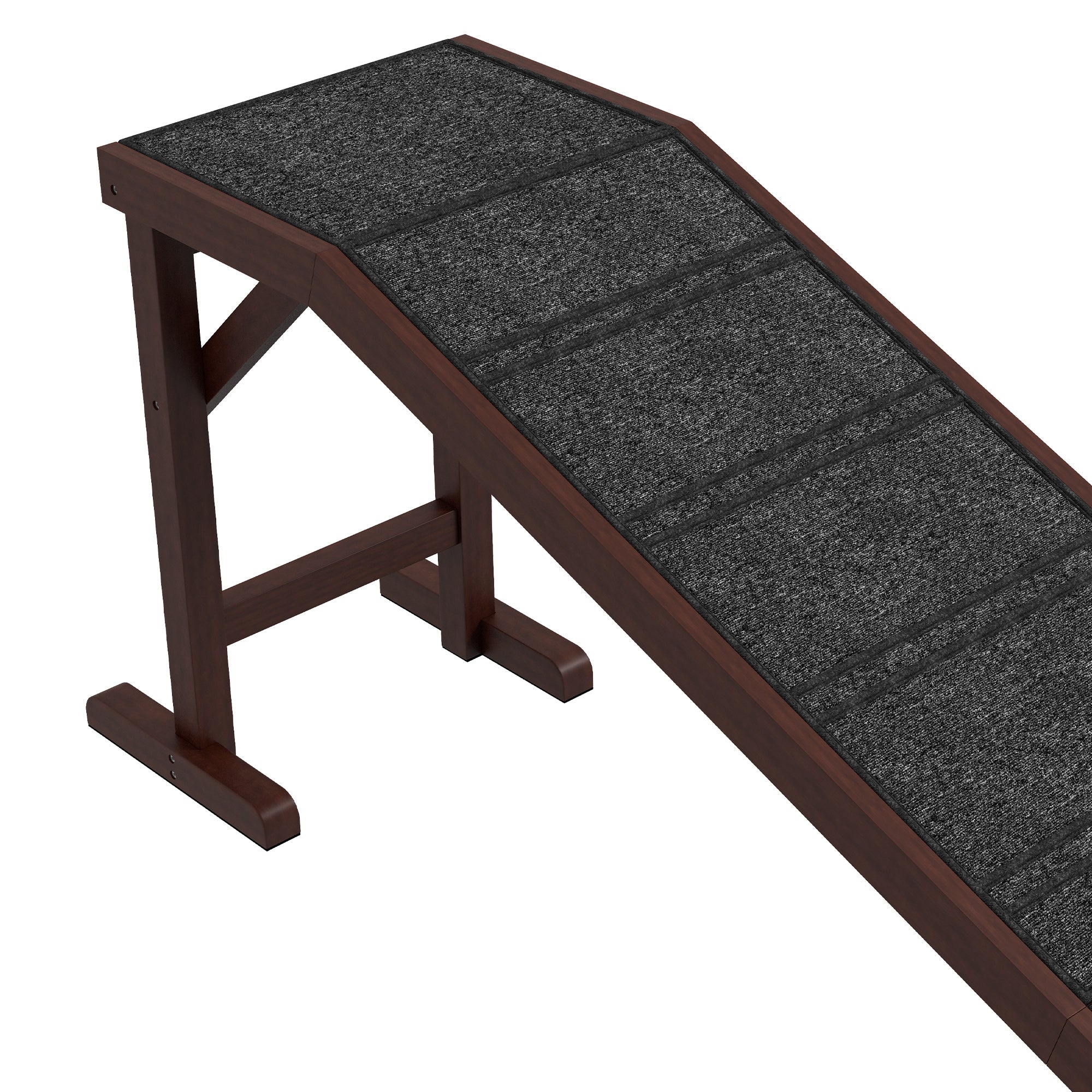 Pet Ramp Bed Steps for Dogs Cats Non-slip Carpet Top Platform Pine Wood 74