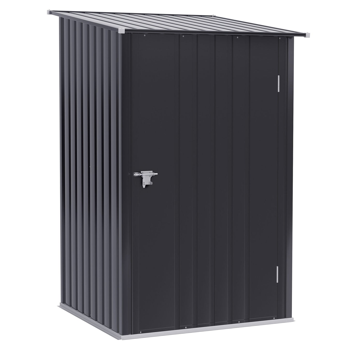 3.3' x 3.4' Lean-to Garden Storage Shed, Outdoor Galvanized Steel Tool House with Lockable Door for Patio Dark Gray Sheds Dark Grey  at Gallery Canada