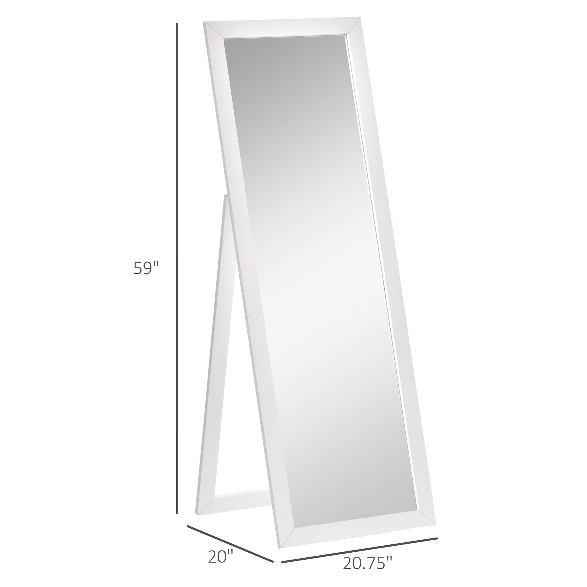 58" x 20" Full Length Mirror, Floor Standing Mirror, Rectangular Full Body Mirror for Bedroom, Living Room, White Full Length Mirrors   at Gallery Canada