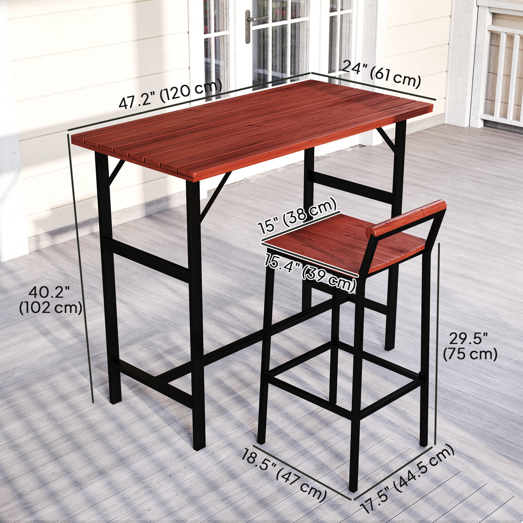 5 Piece Patio Bar Set with 47