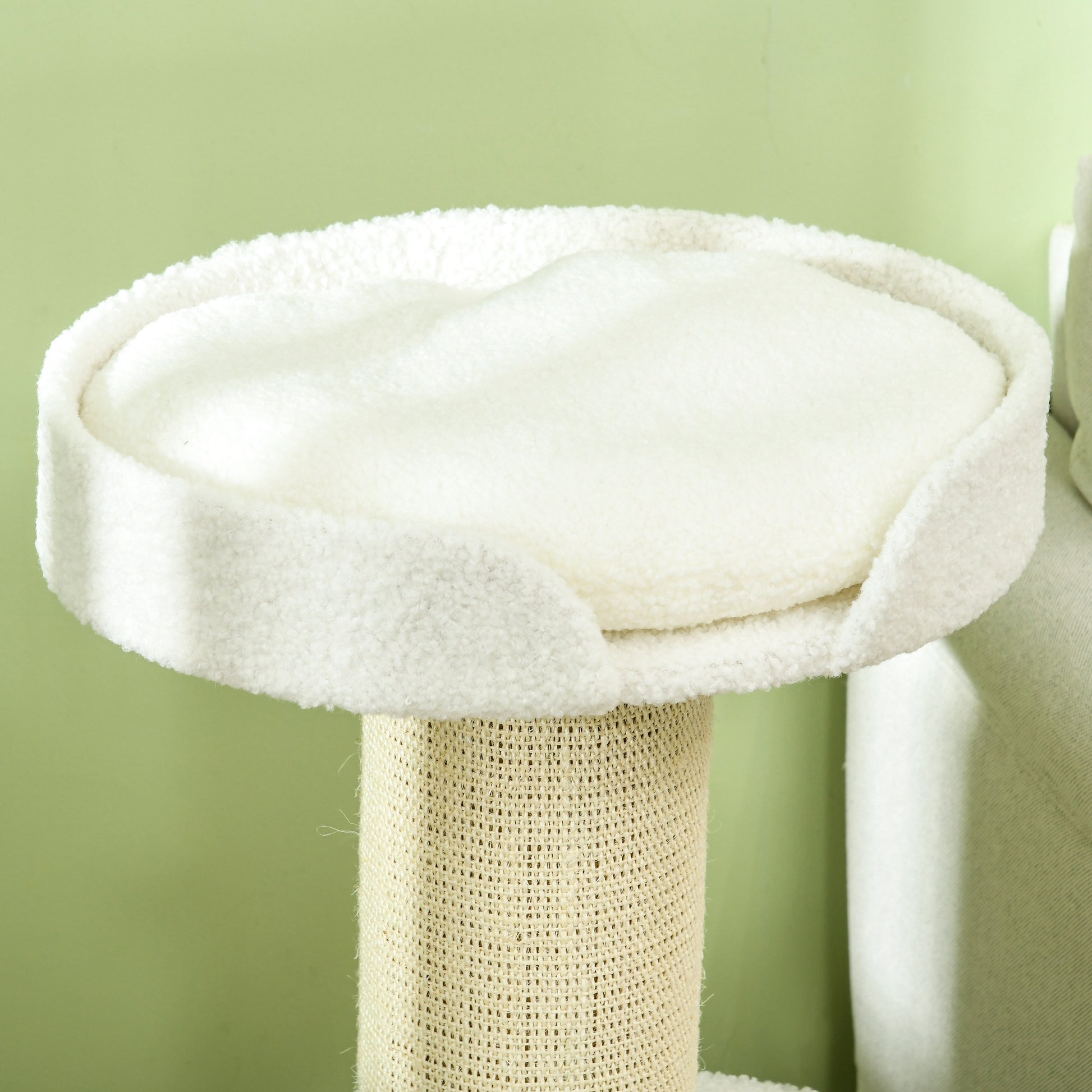 Cat Tree Kitty Tower with Sisal Mat Scratching Post, Cat Bed, Cushion, Perch, 18" x 18" x 36", Cream White Cat Towers   at Gallery Canada