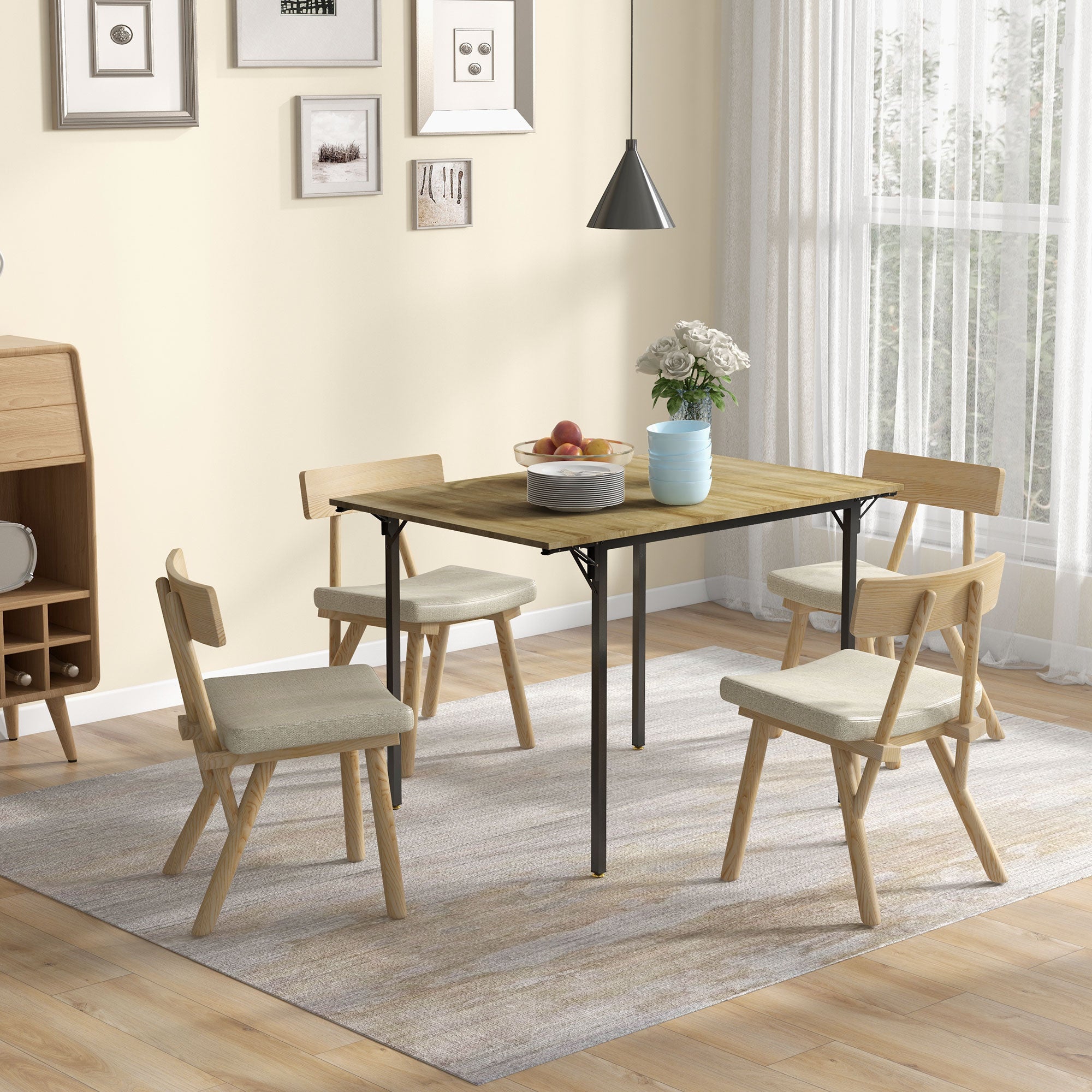 Drop Leaf Folding Dining Table for Small Space, Extendable Kitchen Table for 2 to 4 People, Natural Wood Dining Tables Natural  at Gallery Canada