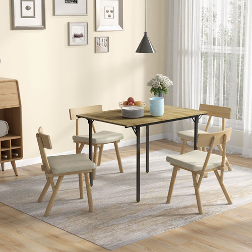 Drop Leaf Folding Dining Table for Small Space, Extendable Kitchen Table for 2 to 4 People, Natural Wood