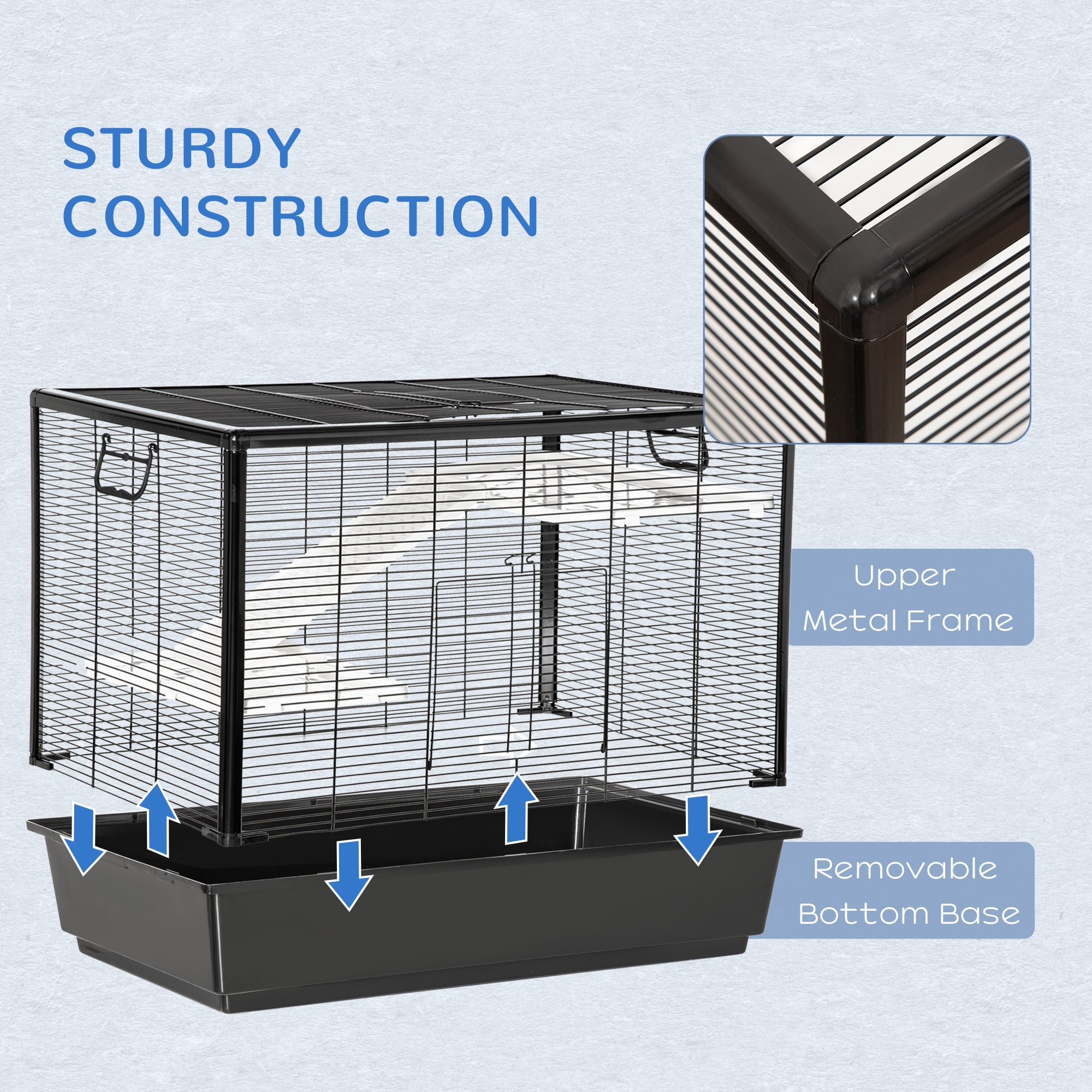 3-tier Hamster Cage, Guinea Pig Cage, Pet Chinchillas Play House Indoor with Accessories Food Dish Water Bottle, Ramps, 31.5